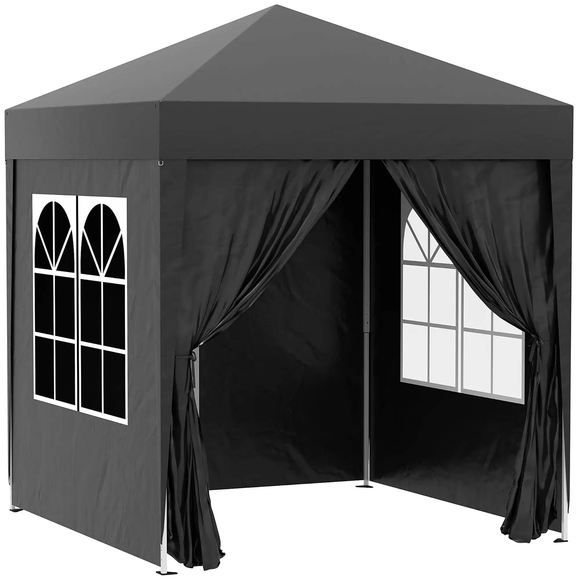 Outsunny Faltpavillon 2x2?m Schwarz mit Seitenwänden