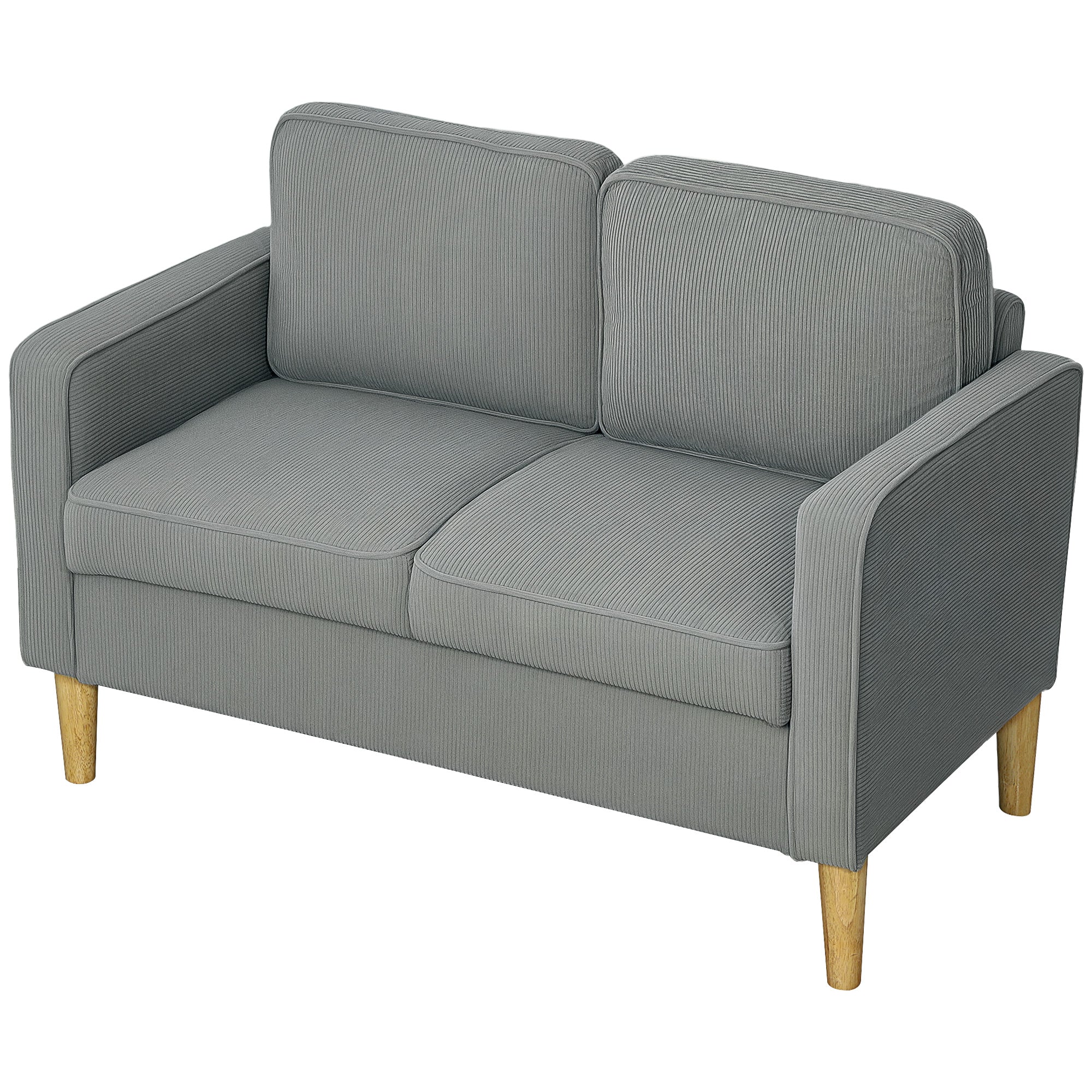 HOMCOM Zweisitzer Sofa mit Stauraum Cordoptik hellgrau