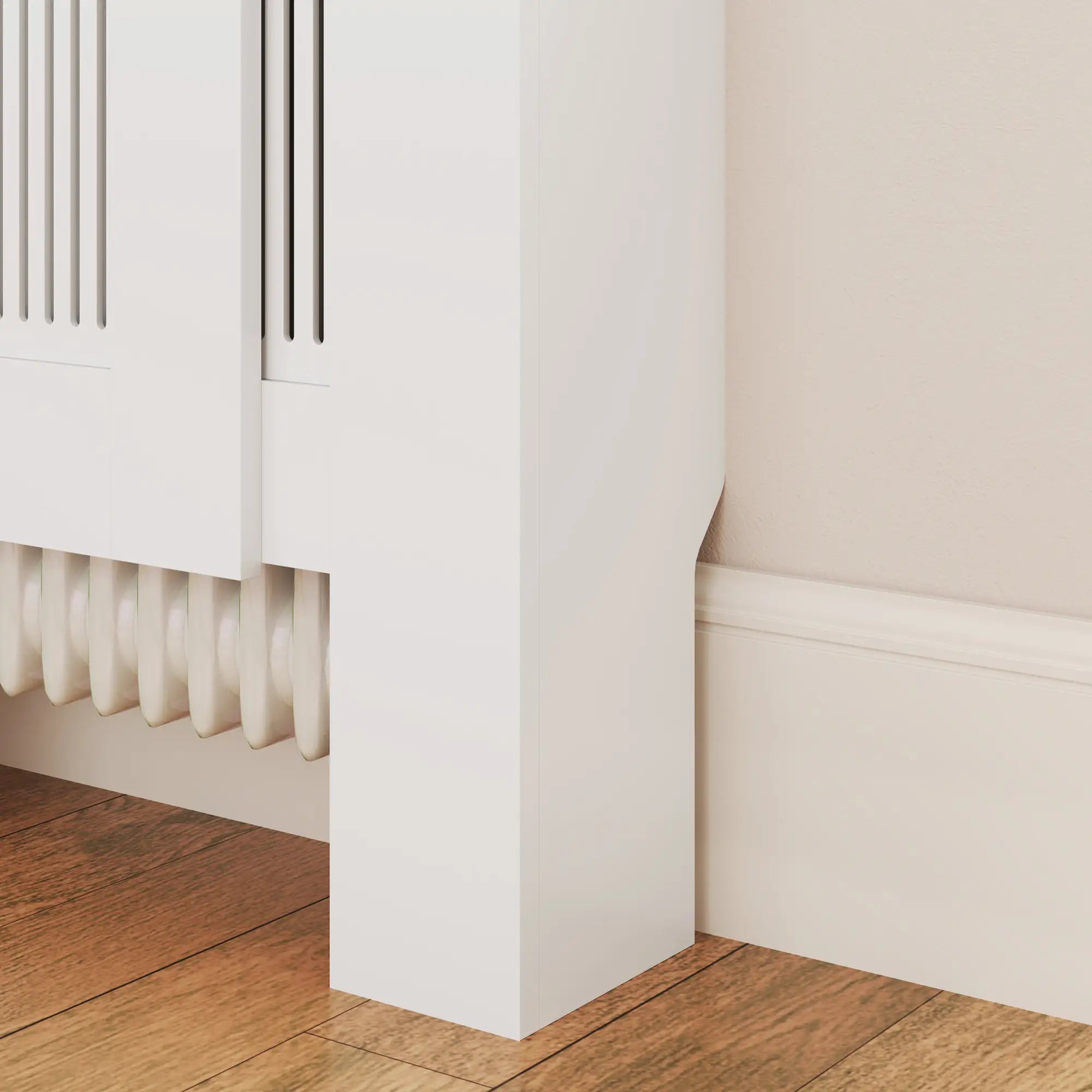 HOMCOM Heizkörperverkleidung, Lamellendesign, verstellbare Länge 125-201 cm, MDF, Weiß
