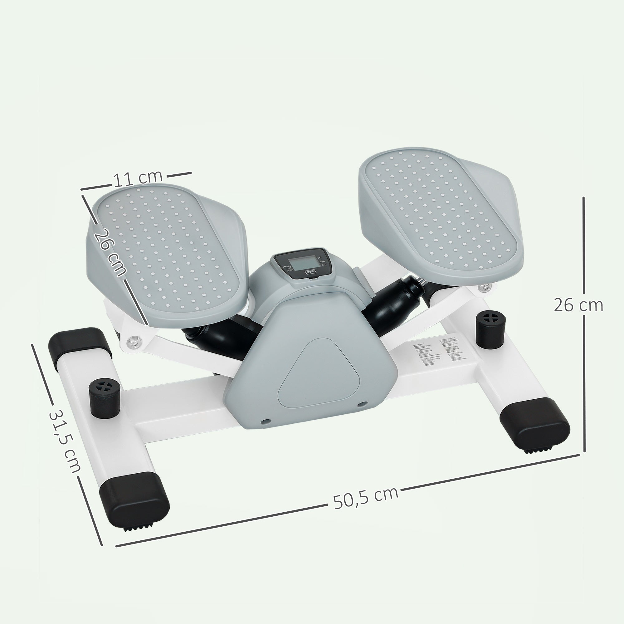 SPORTNOW Mini-Stepper, Step-Maschine für Workouts und Fitness-Übungen, mit LCD-Monitor und rutschfesten Pedalen, Grau