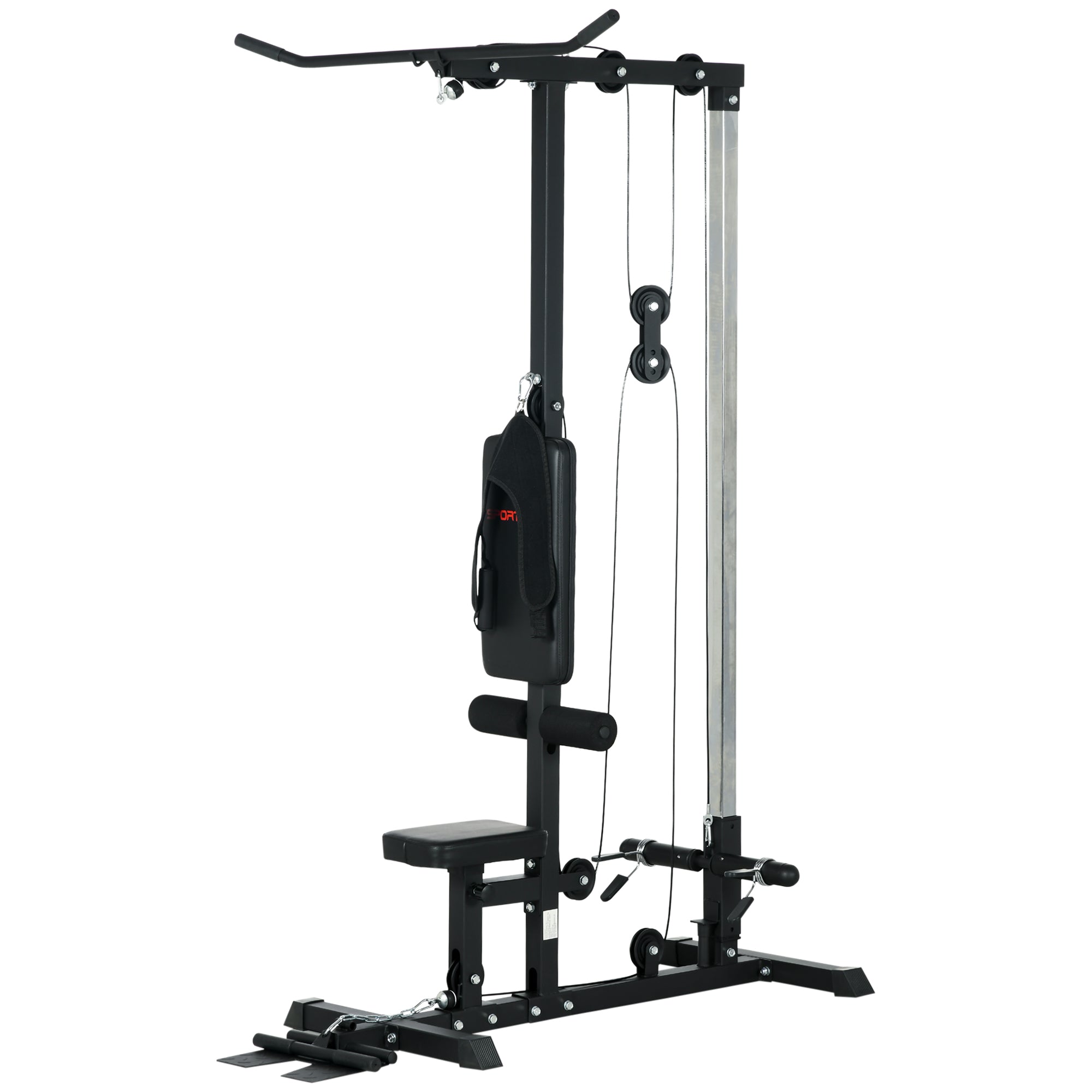 SPORTNOW Kraftstation für Zuhause, Ruderzüge, ohne Gewichte, Fitnessgerät für Zuhause, Stahl, Kunstleder, Schwarz