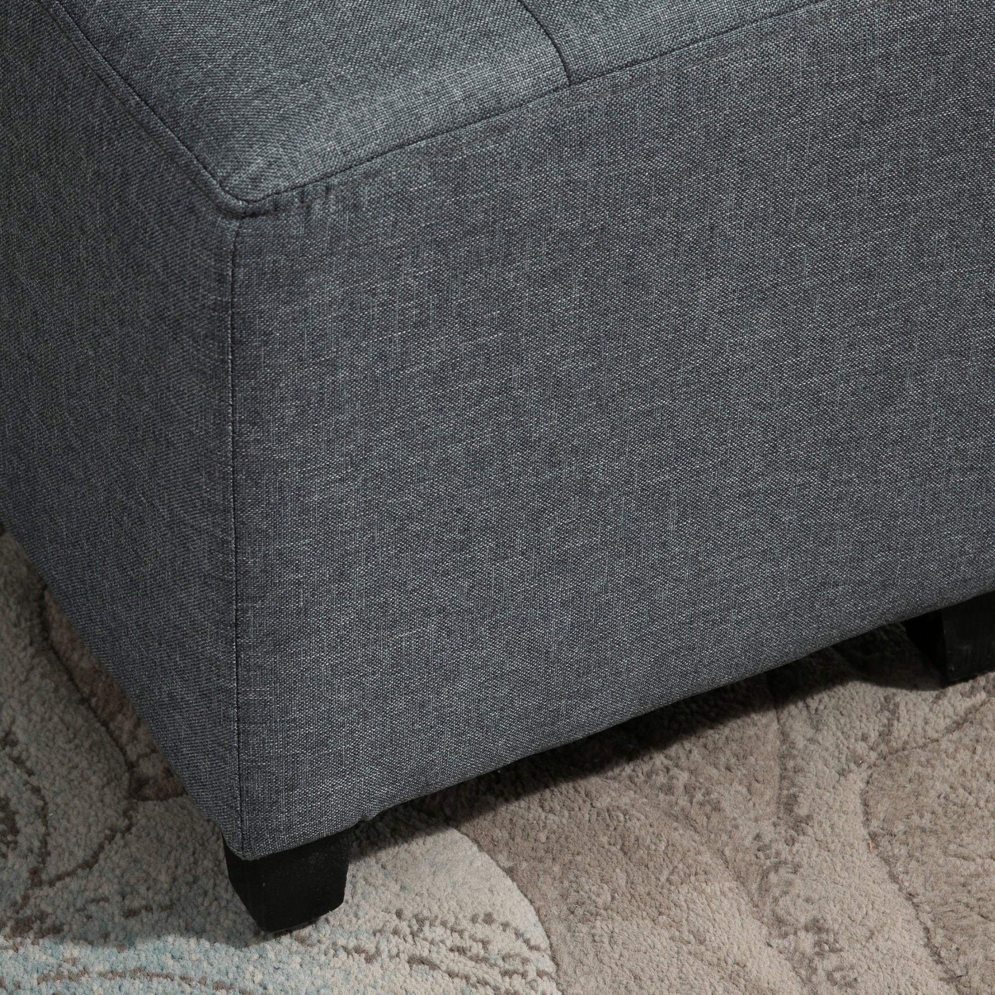 HOMCOM Hocker Sitzhocker, Knopfheftung, Leinenoptik, 35 cm x 35 cm x 35 cm, Grau