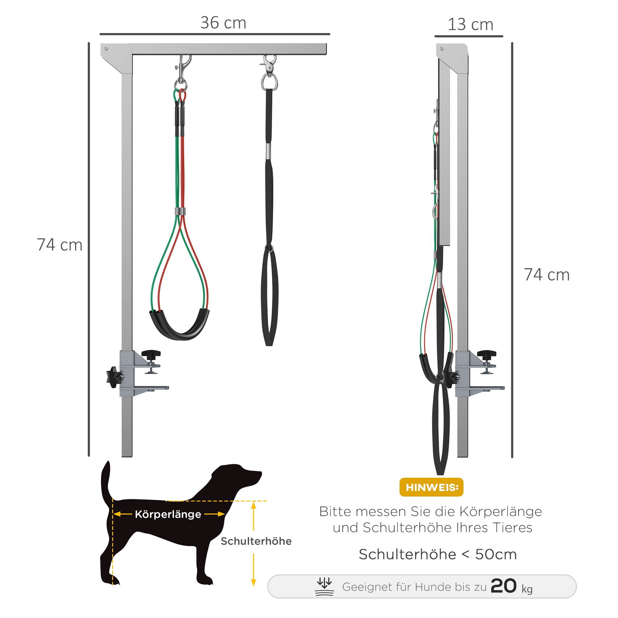 PawHut Haustierfrisiertisch Frisiertisch für Haustiere, höhenverstellbar, 36  x 8 x 74 cm, Silber