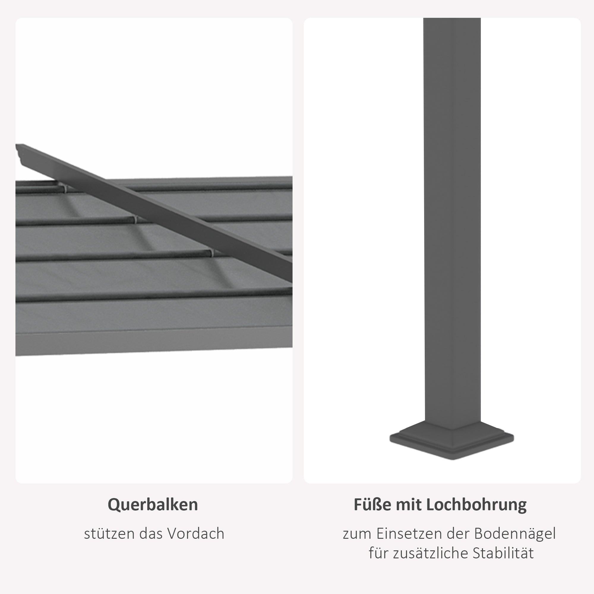 Outsunny Pergola, inklusive Befestigungsmaterial, ausziehbares Dach, 3,97 m x 2,95 m x 2,3 m, Dunkelgrau