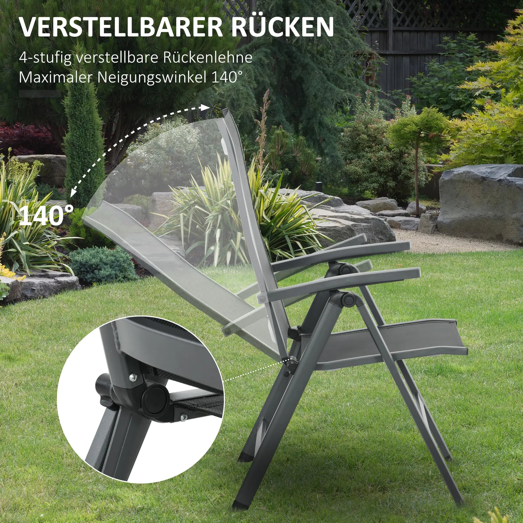 Outsunny Gartenmöbelset 5-tlg. klappbar verstellbar Aluminium