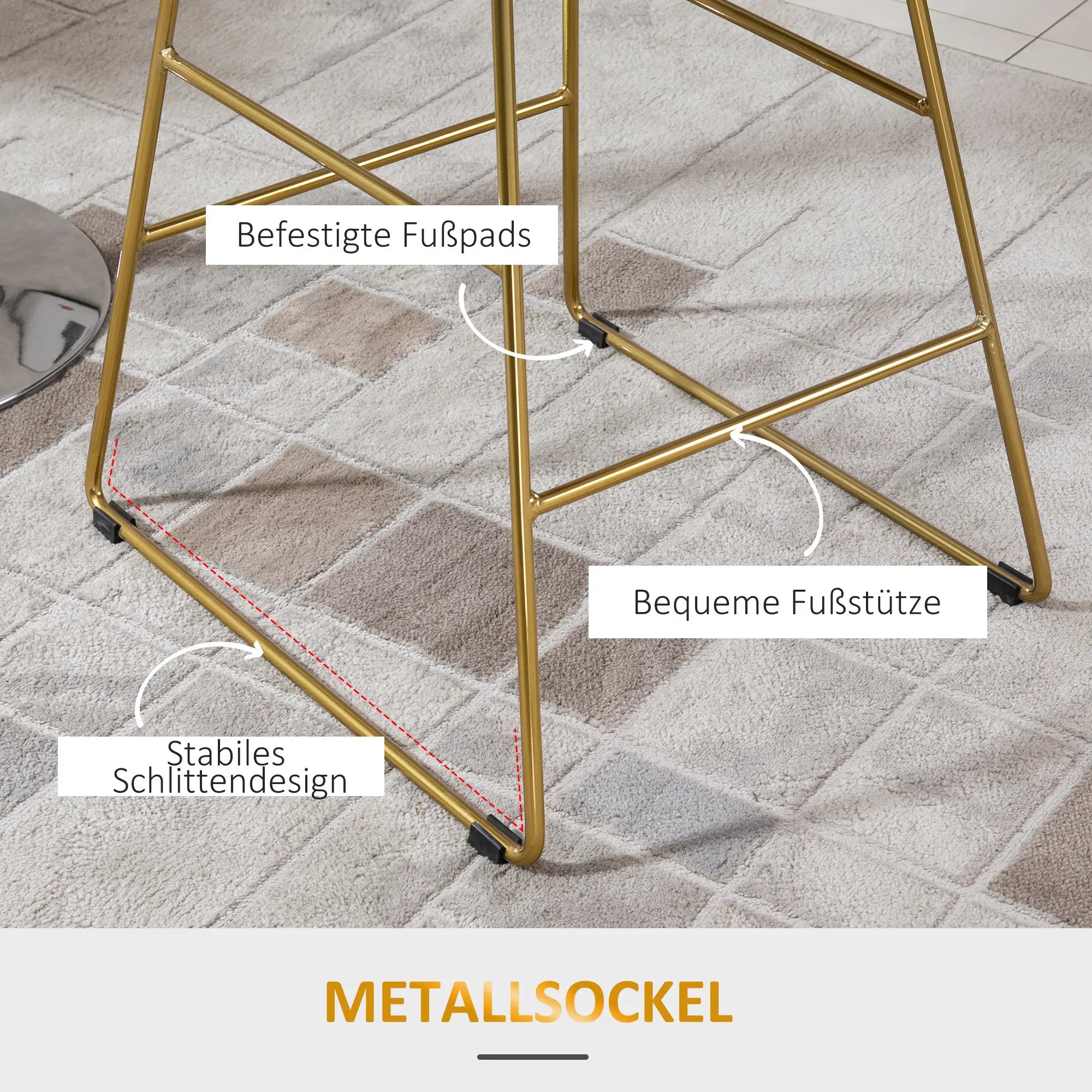 HOMCOM Barhocker 2er-Set geometrisches Design abnehmbare Kissen