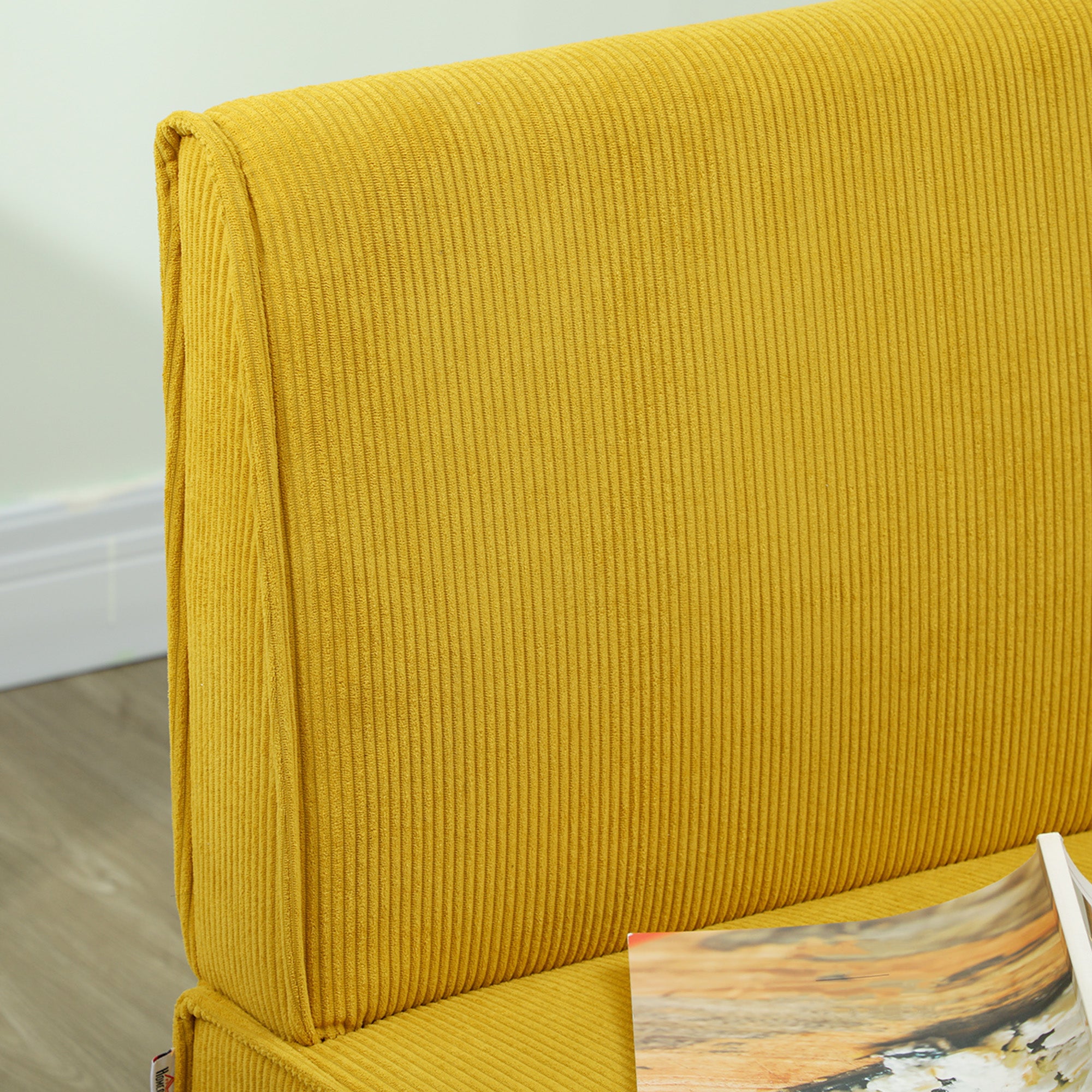HOMCOM Zweisitzer-Sofa mit Cord-Bezug, dicker Polsterung und soliden Holzbeinen für Wohnzimmer, Schlafzimmer, Büro, Gelb