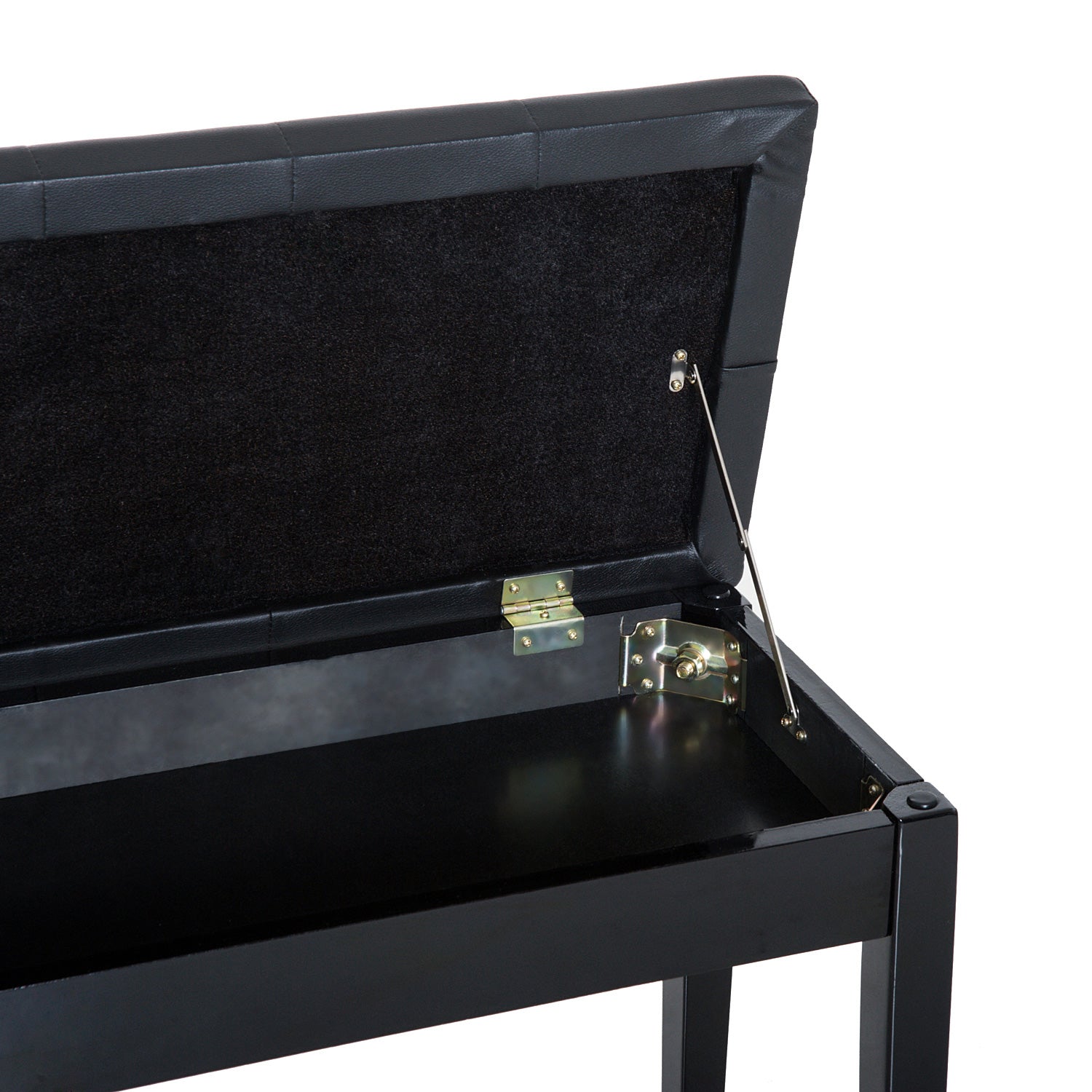 HOMCOM Klavierhocker, Klavierbank mit Verstecktem Stauraum, Klavierstuhl mit Kunstleder Kissen, Pianobank, Massivholz Keyboardbank für Piano, Keyboard, 76 x 36 x 50 cm, Schwarz
