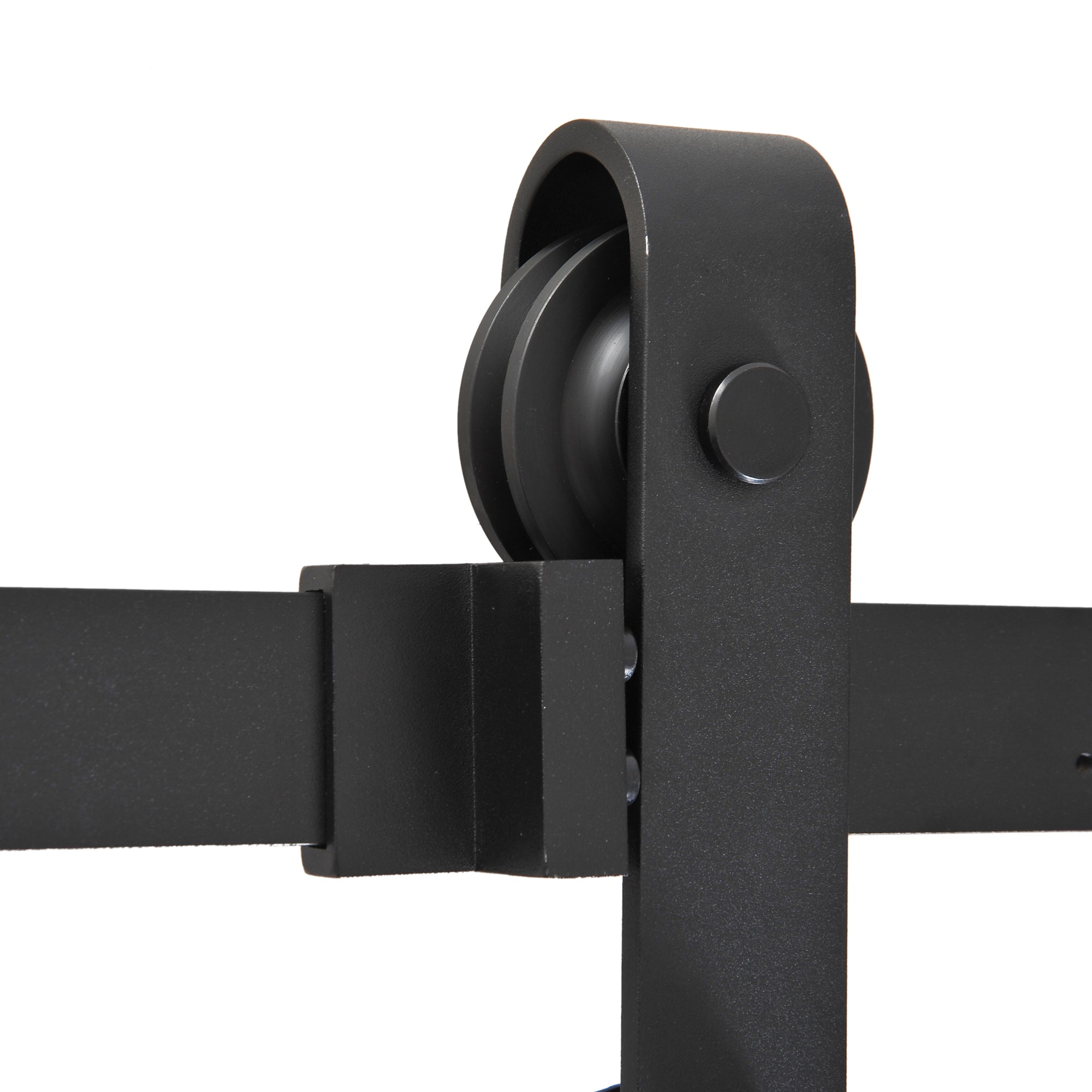 HOMCOM Gleitschienen-Bausatz für Schiebetür, bis 90 kg, Kohlenstoffstahl, 200 cm, Schwarz, inkl. Werkzeuge