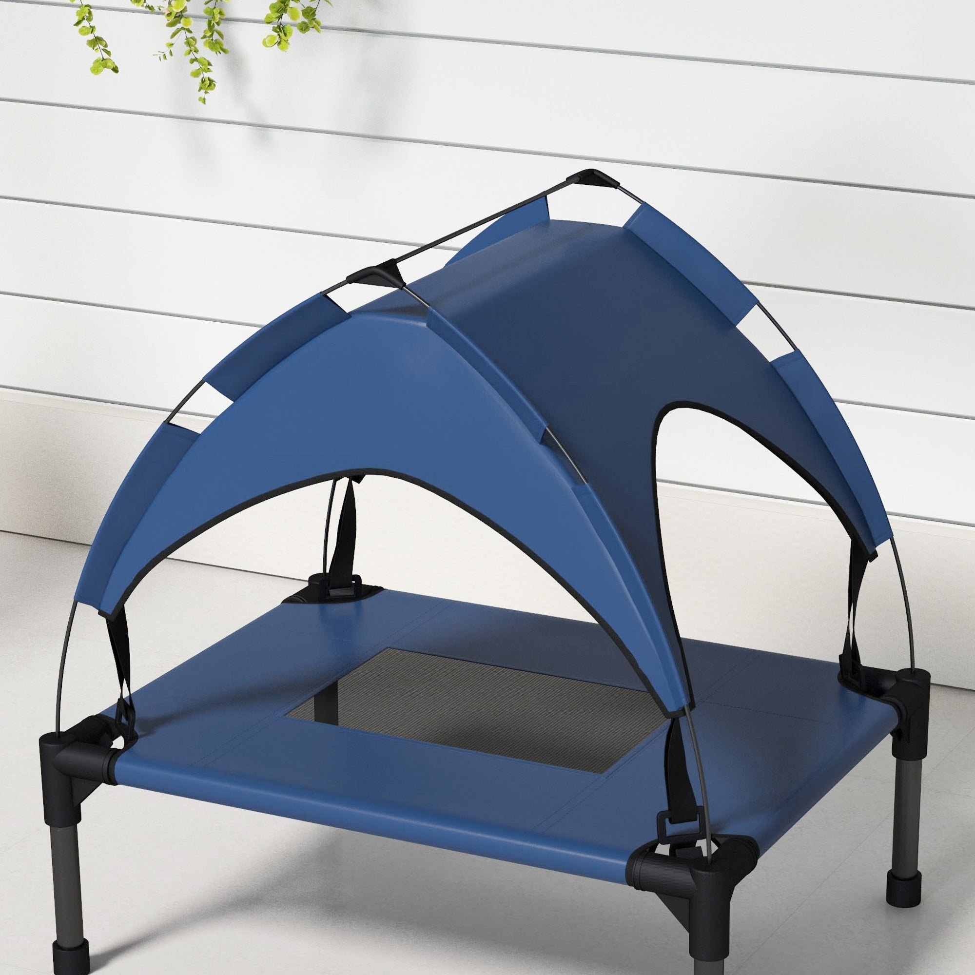 PawHut Hundebett mit Dach, Outdoor, tragbar, wasserabweisend, bis 30 kg, 61 x 46 x 63 cm, Dunkelblau
