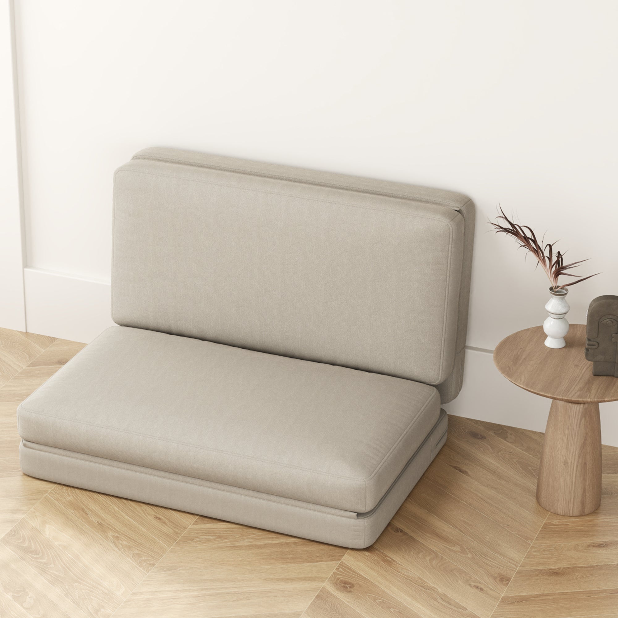 HOMCOM 2-in-1 faltbarer Relaxsessel, Gästematratze, teilbar, 120 cm breit, Beige