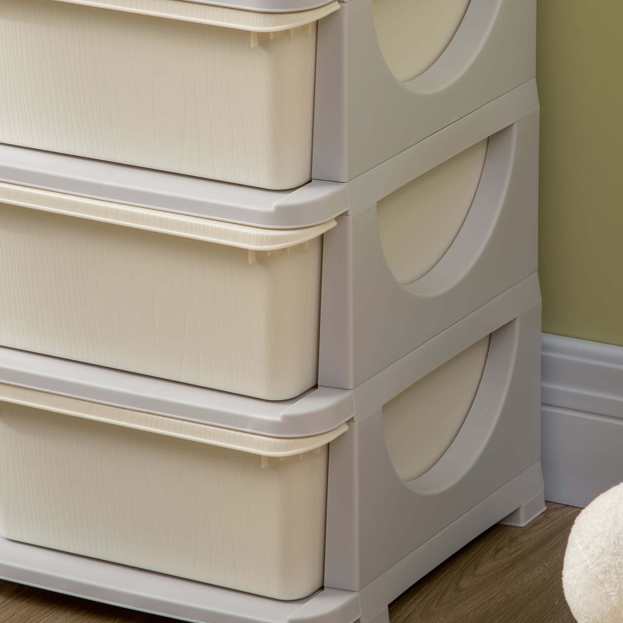 HOMCOM Aufbewahrungsbox für Kinder, Kinder-Aufbewahrungsbox, 3 Schubladen, Weiß