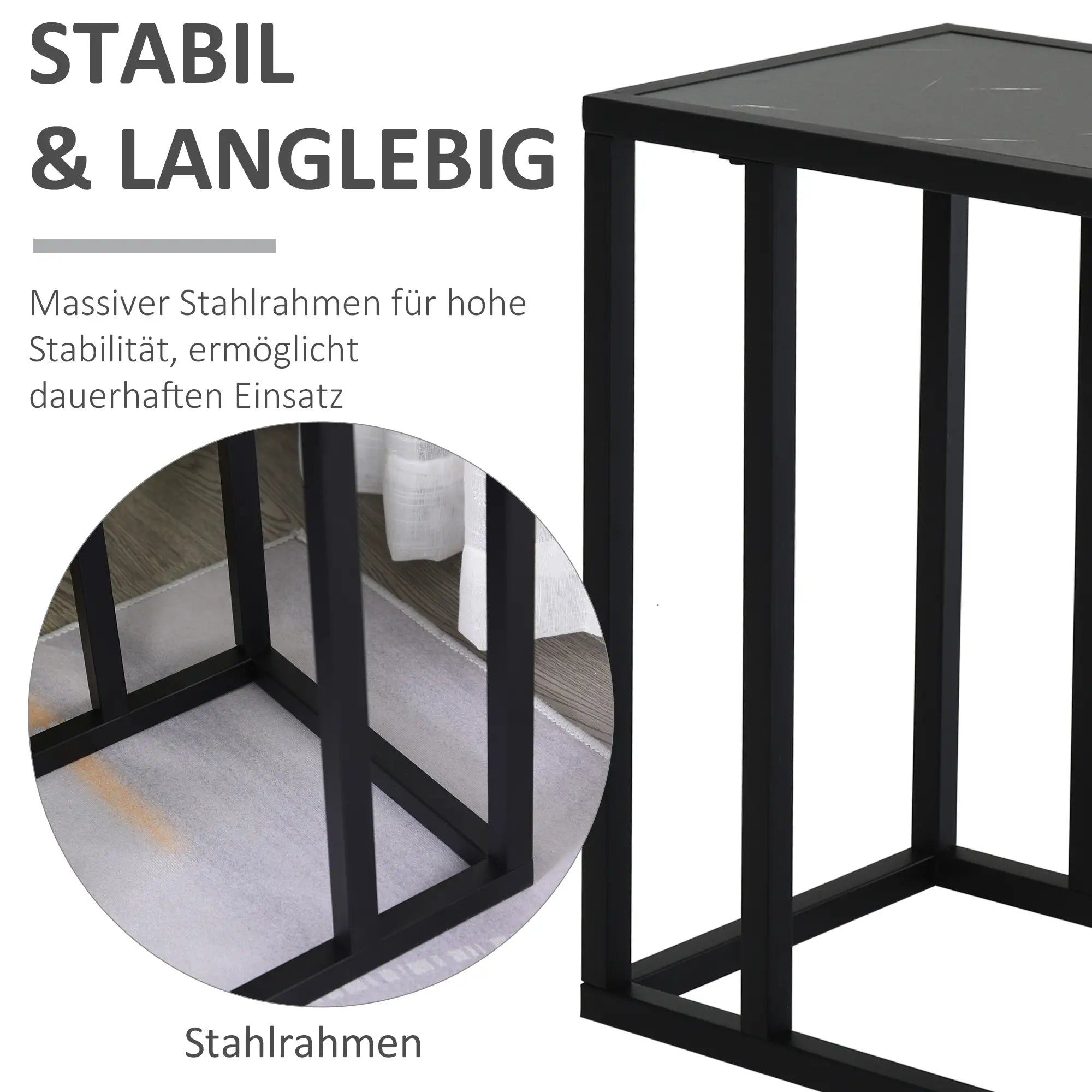 HOMCOM Beistelltisch C-Form Marmoroptik für Sofa oder Bett