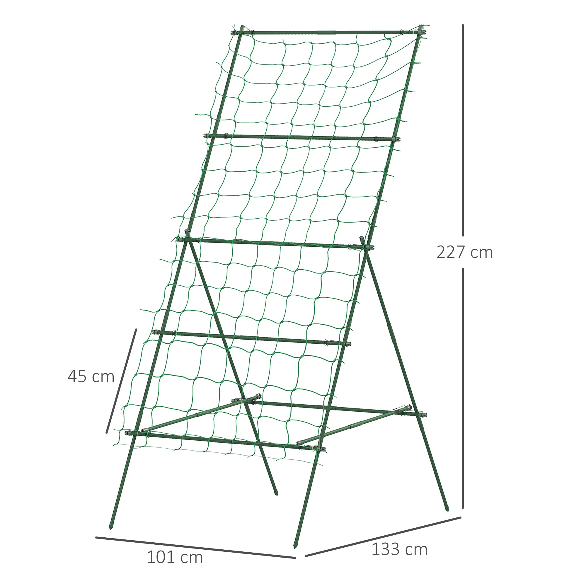 Outsunny Rankgitter aus Stahl zum Stecken rostfrei Rankhilfe in A-Form für Kletterpflanzen 101x133x227 cm Grün