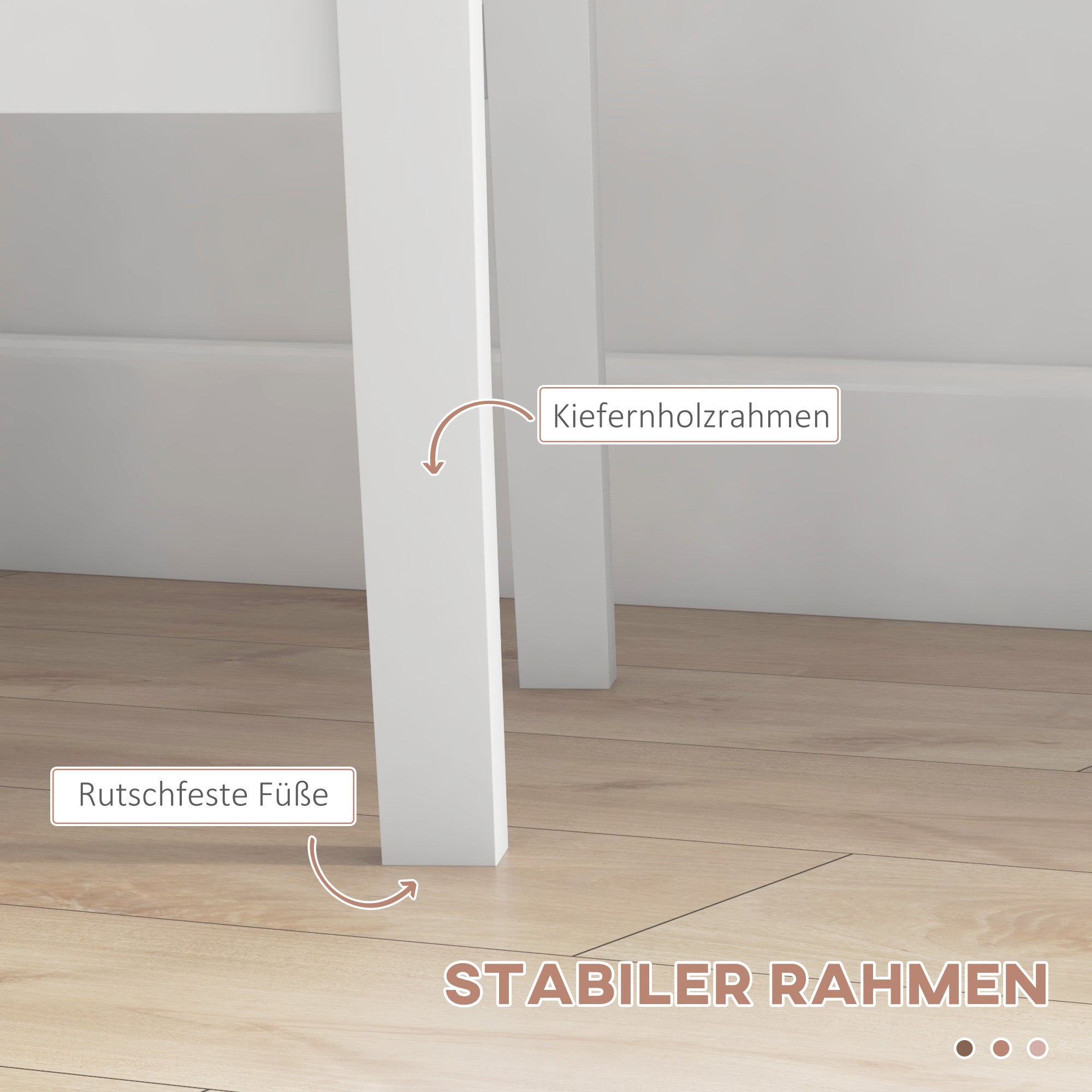 HOMCOM 3-teilige Essgruppe Sitzgruppe Tisch mit Stühlen, Massivholz, Weiß