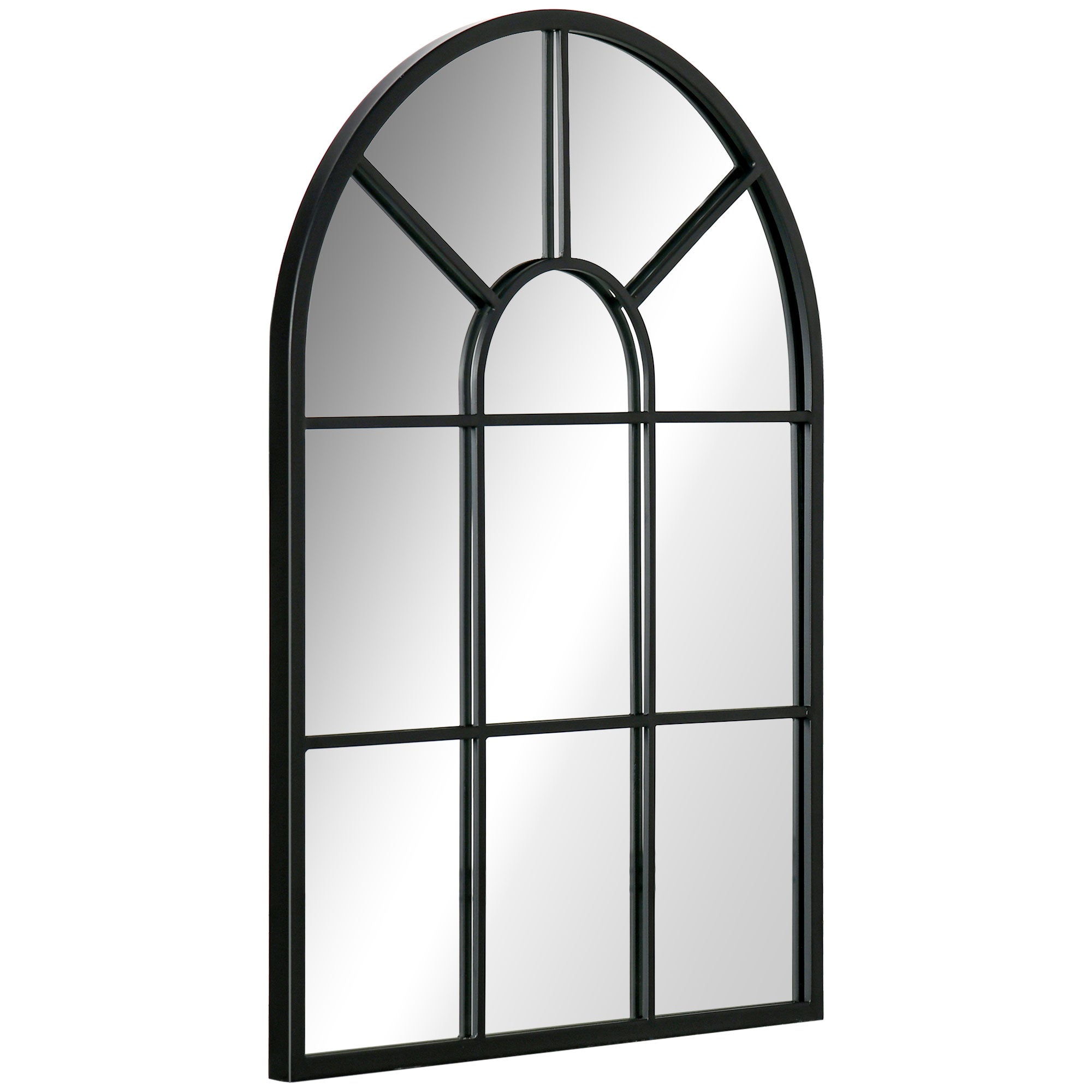HOMCOM Wandspiegel, Fenster-Design, Flurspiegel, Metallrahmen, 70x50 cm, Schwarz