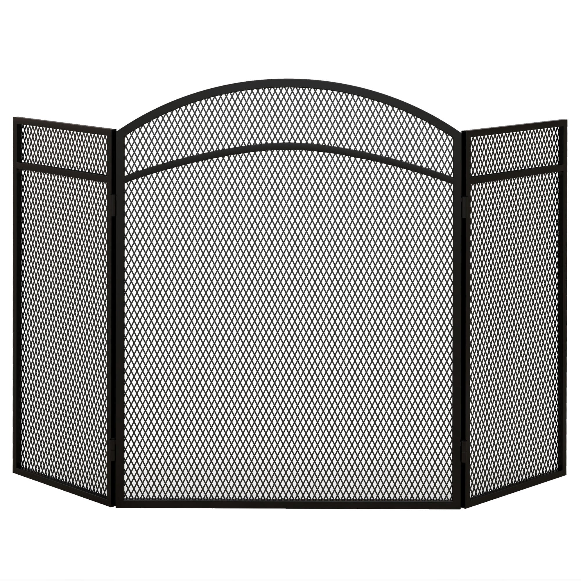 HOMCOM Funkenschutz für Kamine, eleganter Funkenfänger, faltbar, beschichtet, Schwarz, 96 x 60 cm