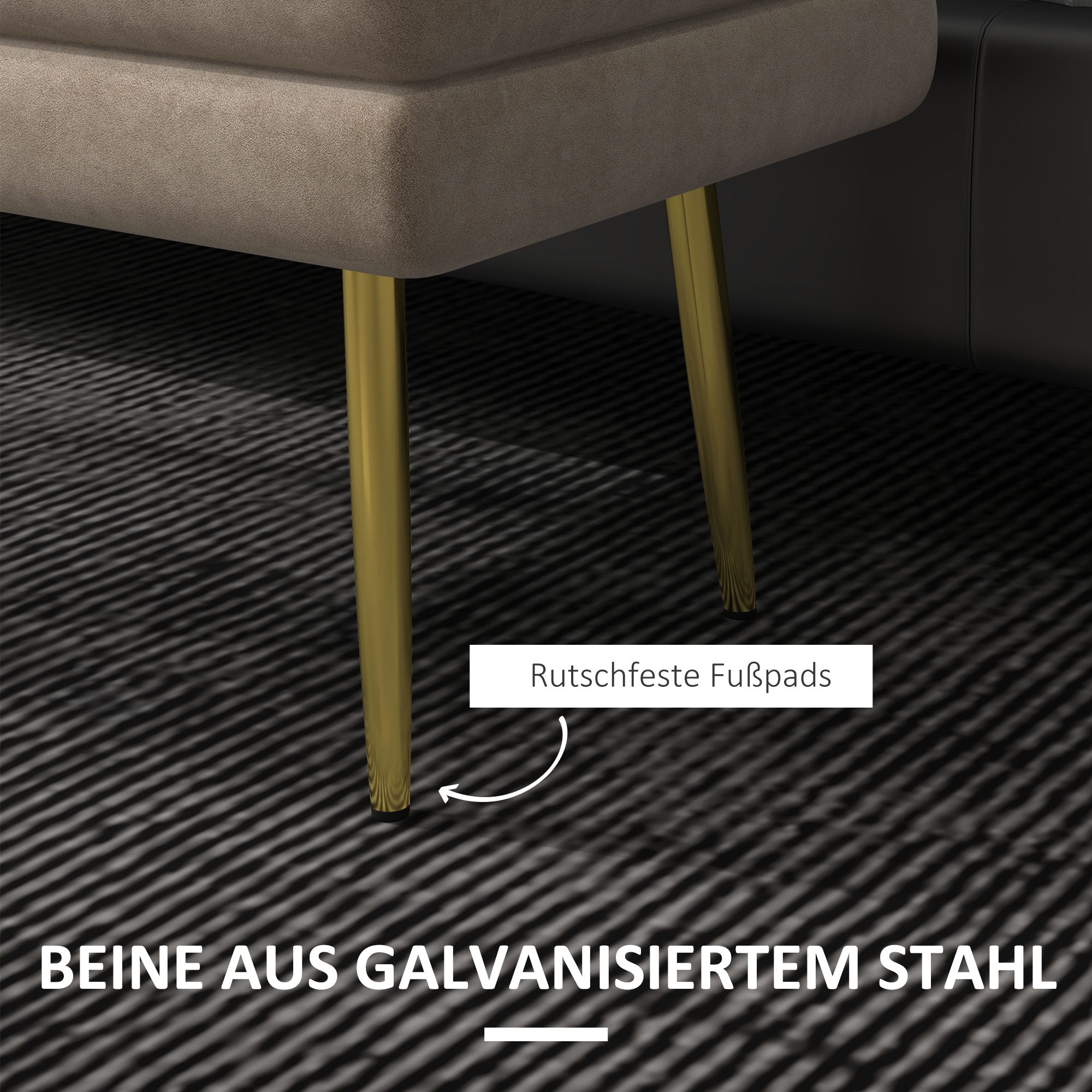 HOMCOM Sitzbank Polsterbank, mit Stauraum, Stahl, 79,5 cm x 37,5 cm x 43 cm, Beige
