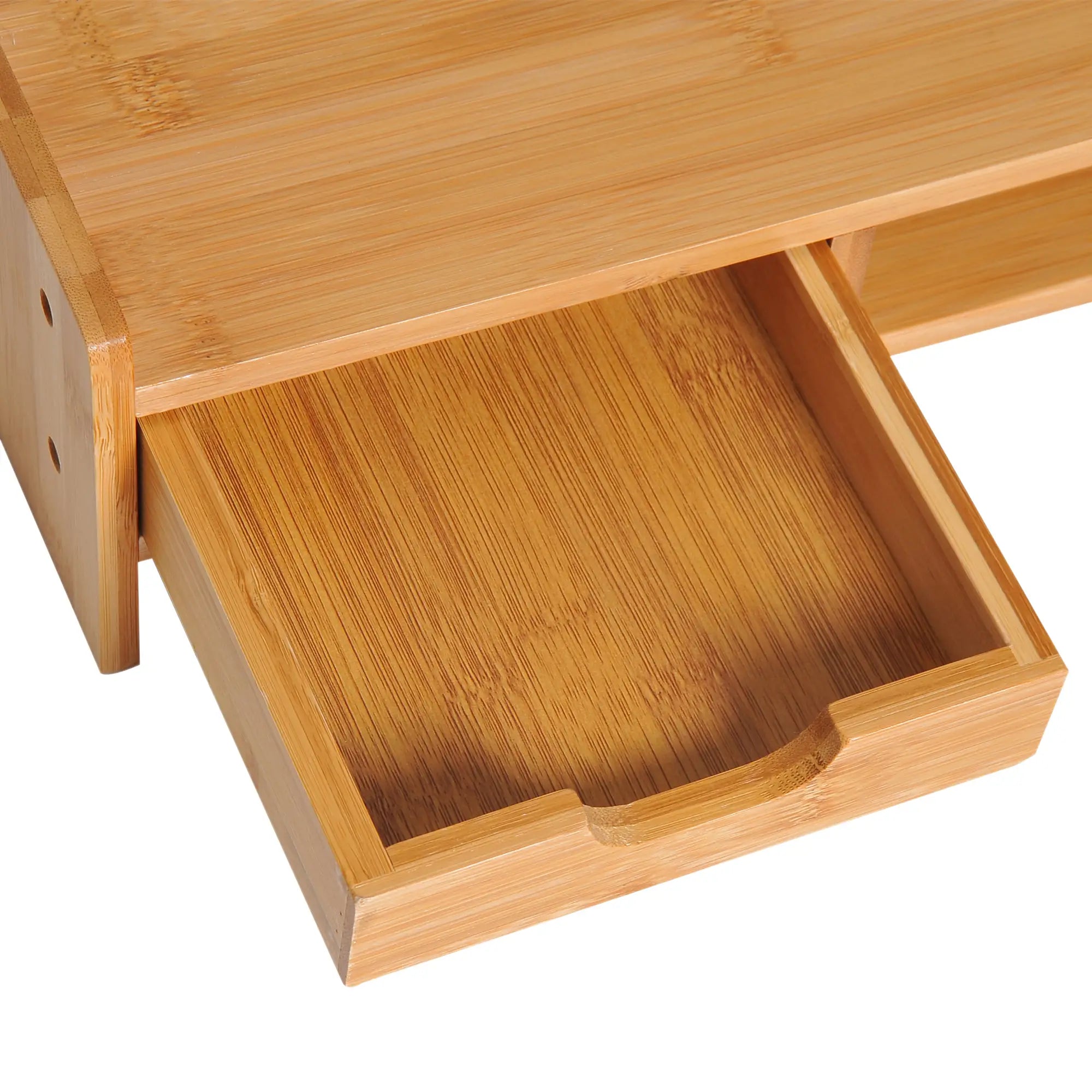 HOMCOM Monitorständer Schreibtisch Organizer mit Schublade Bambus