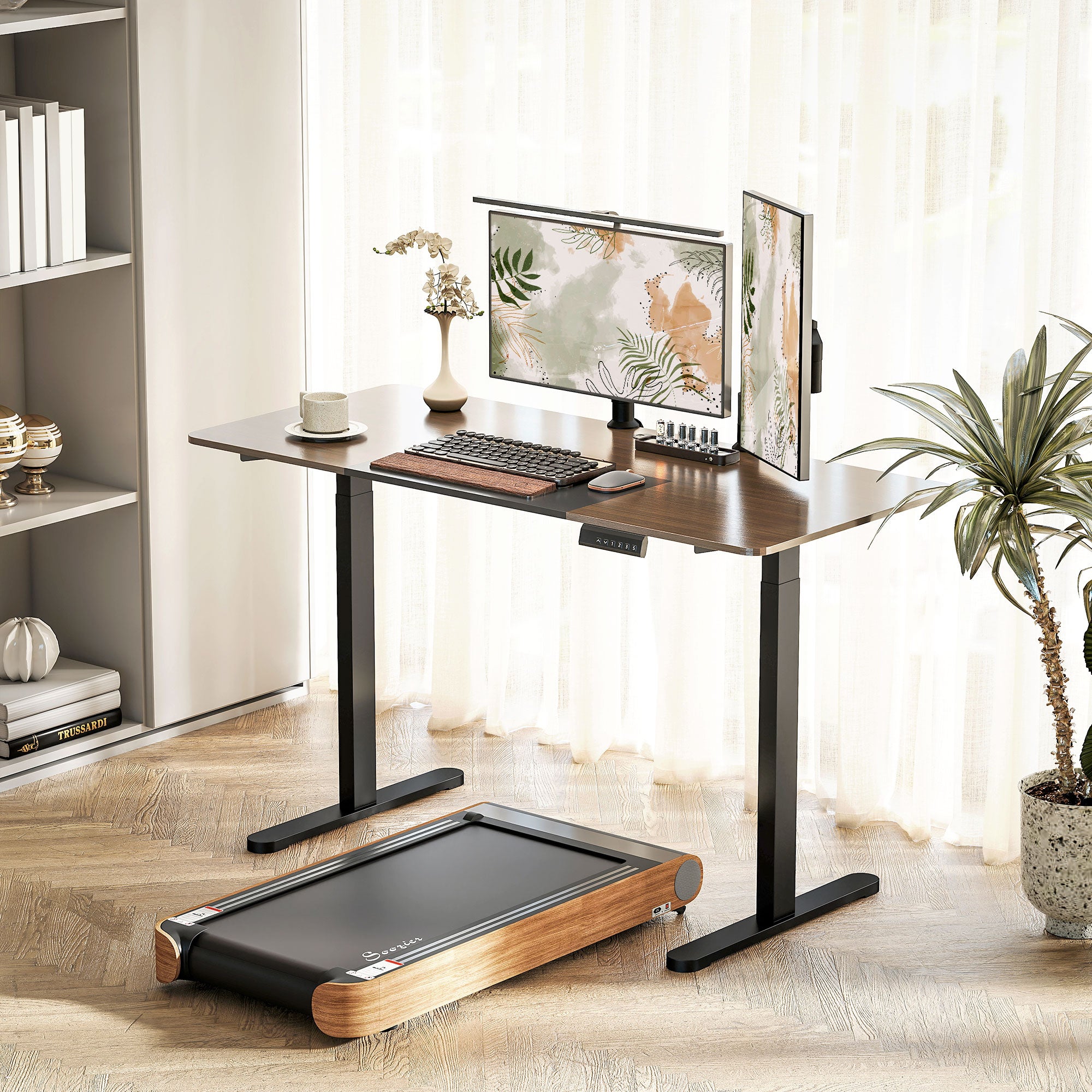 HOMCOM Elektrisches Schreibtischgestell, höhenverstellbar, mit Speicherfunktion, Stahl, Schwarz