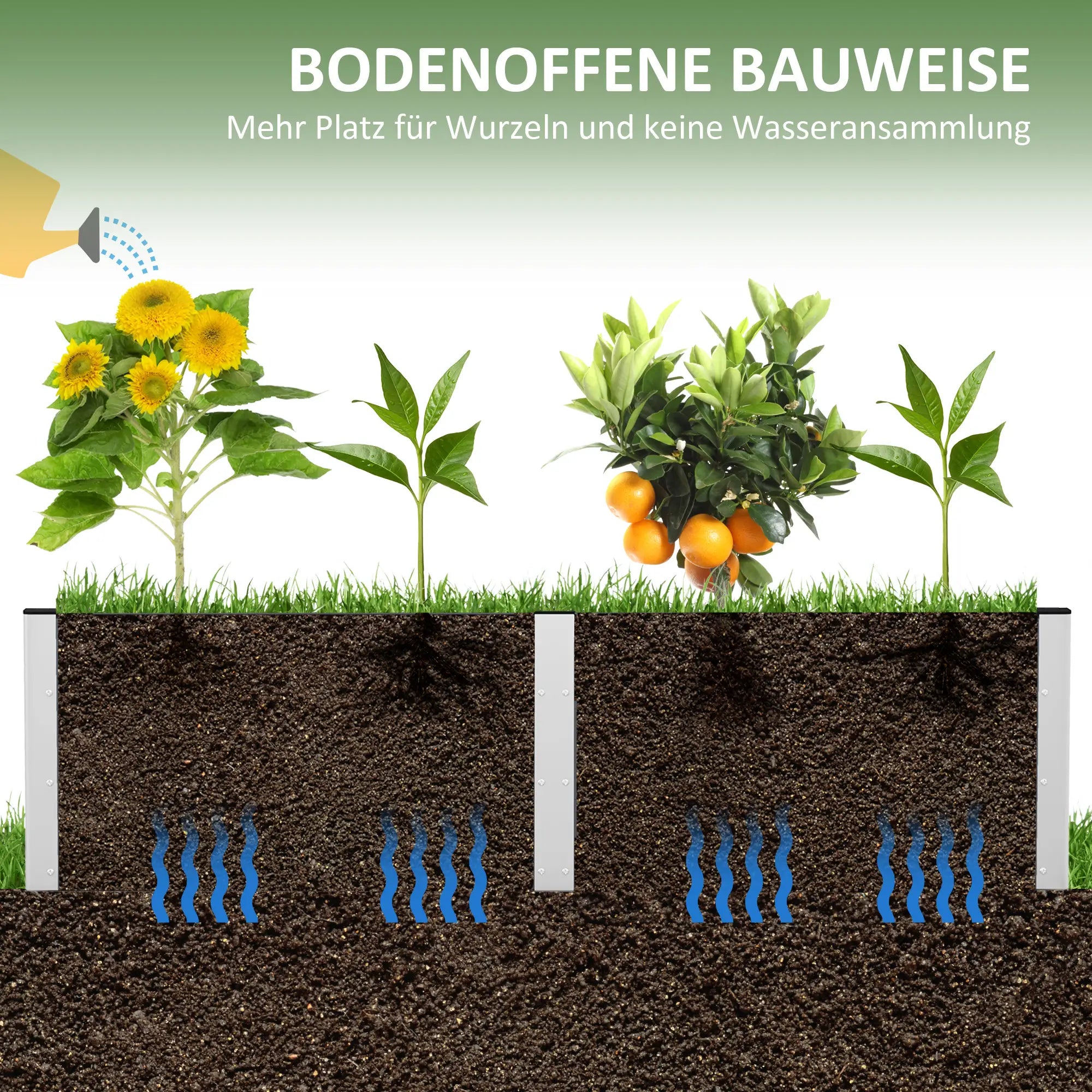 Outsunny Hochbeet 200x50x56?cm Grau