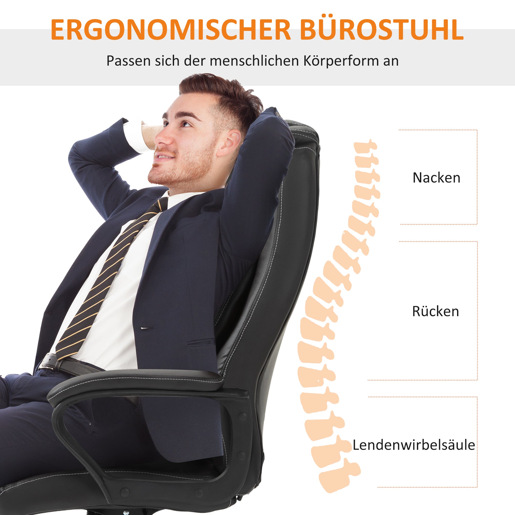 Vinsetto Bürostuhl mit Massagefunktion, höhenverstellbarer Chefsessel, ergonomischer Drehstuhl, 6 Vibrationspunkte, Braun