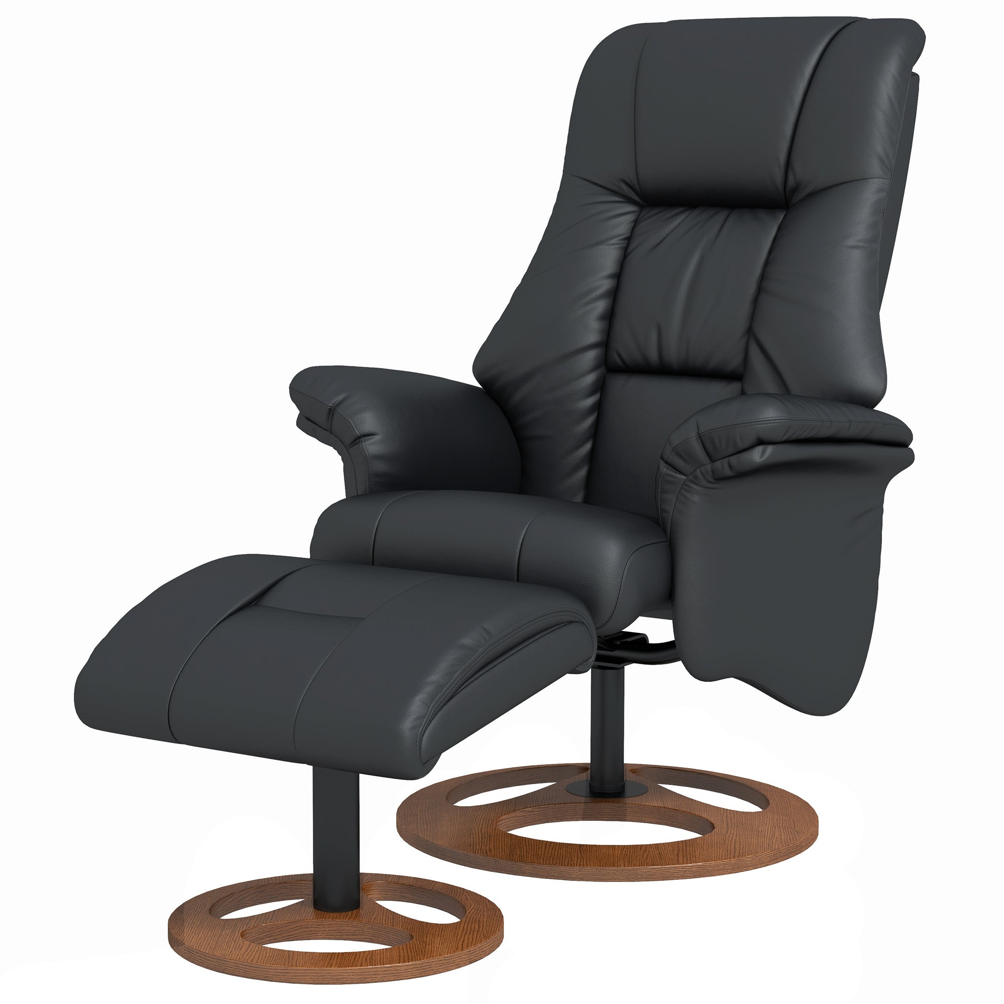 HOMCOM Relaxsessel mit Ottomane, Sessel mit Fußhocker, verstellbare Rückenlehne, 77 cm x 89 cm x 110 cm, Schwarz