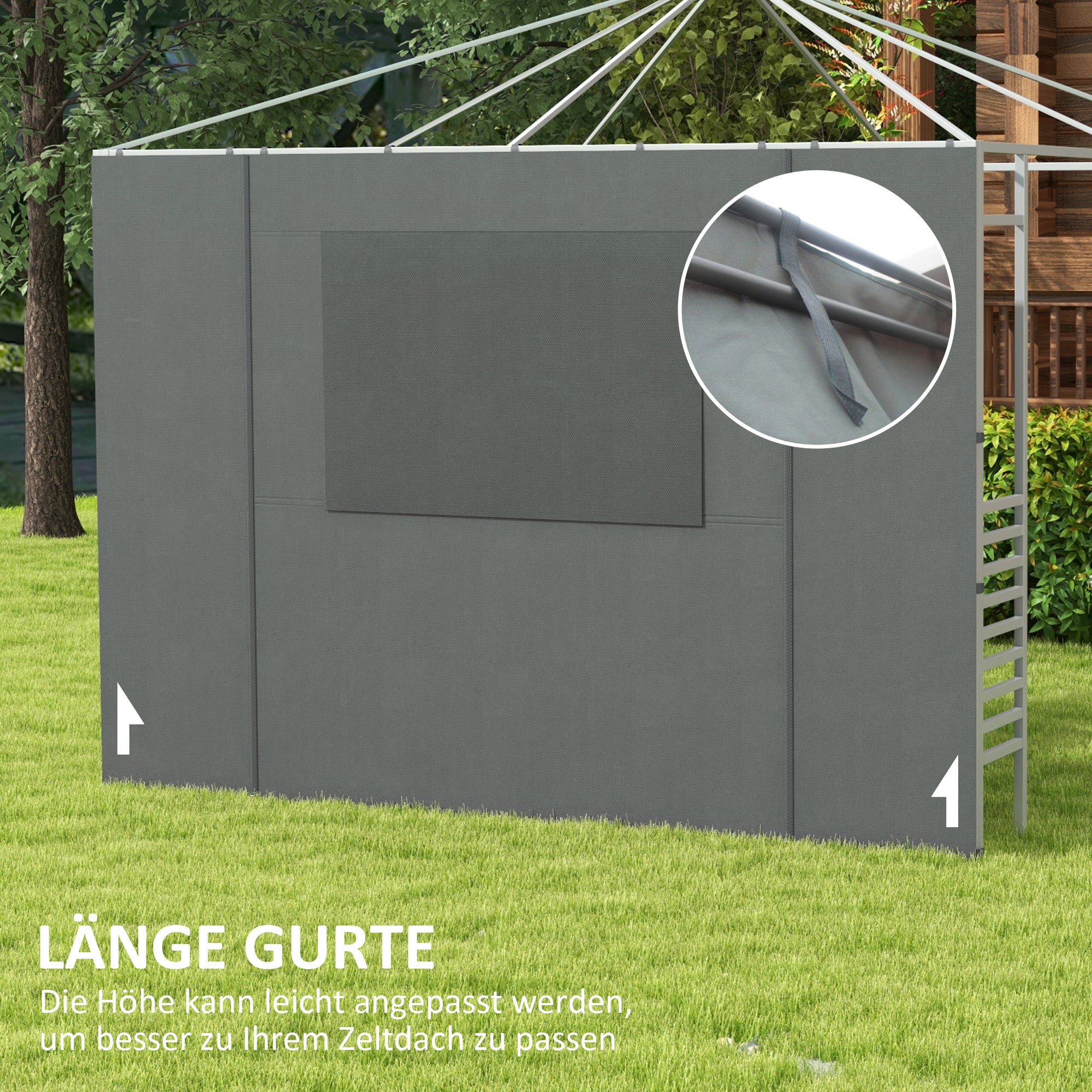 Outsunny Pavillon Seitenwand Seitenwand Partyzelt, wetterbeständig, 300 cm x 200 cm, Dunkelgrau
