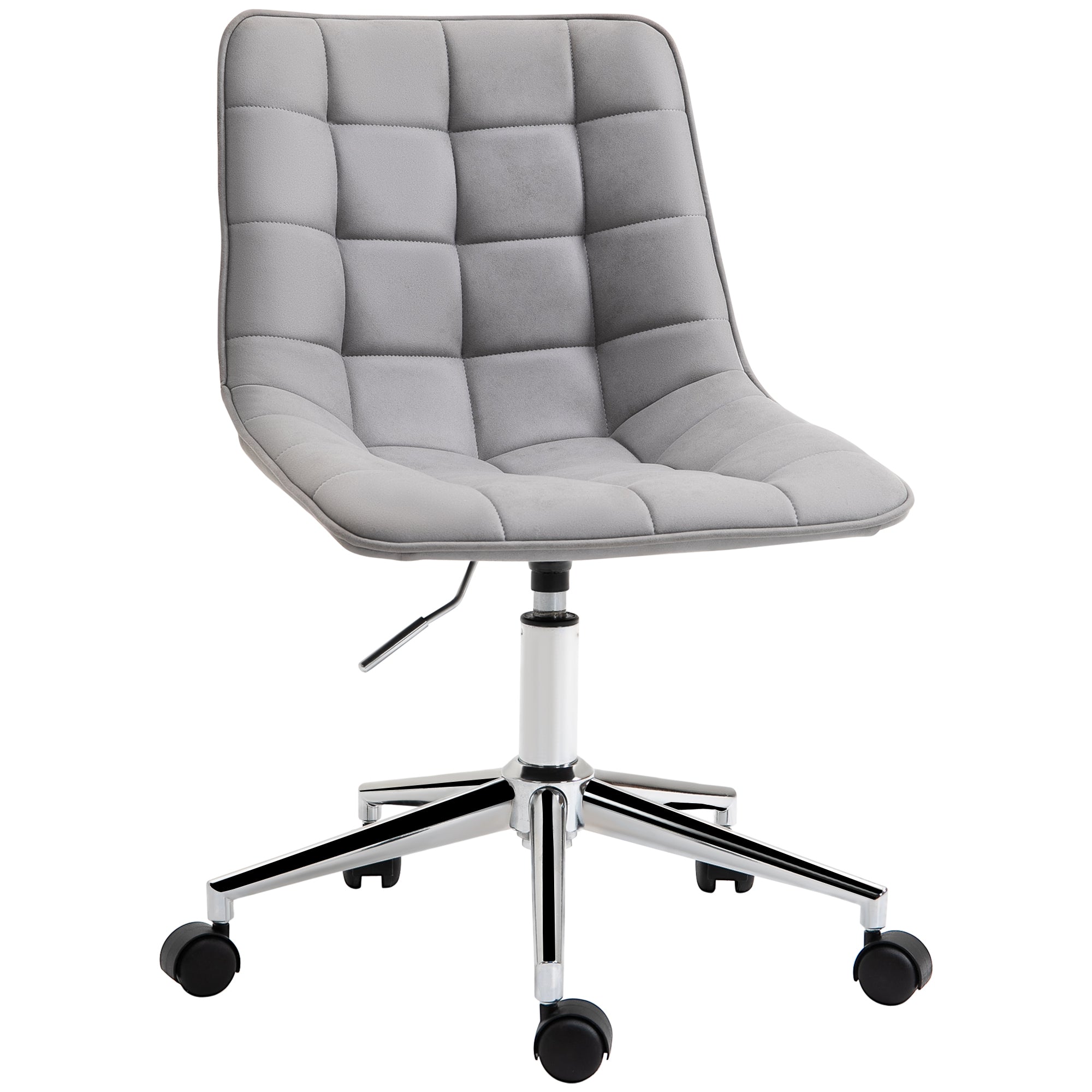 Vinsetto Bürostuhl Drehstuhl Schreibtischstuhl höhenverstellbar 360° drehbar Mikrofaser Schaumstoff Hellgrau 60x 60x90 cm