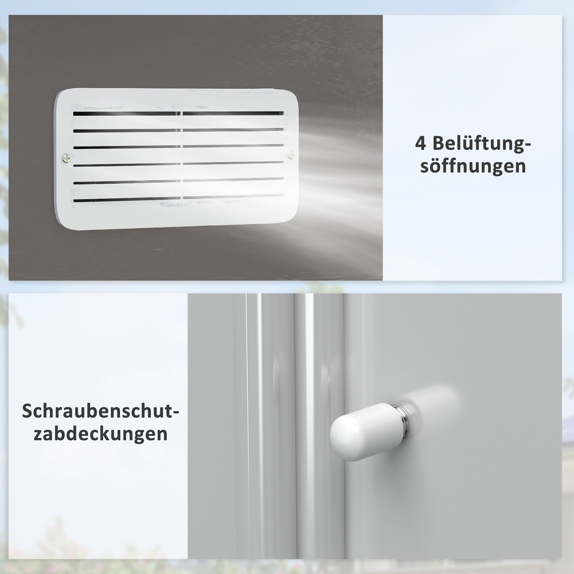 Outsunny Geräteschuppen mit Schiebetüren 2,77 x 1,95 x 1,92cm Metall Grau