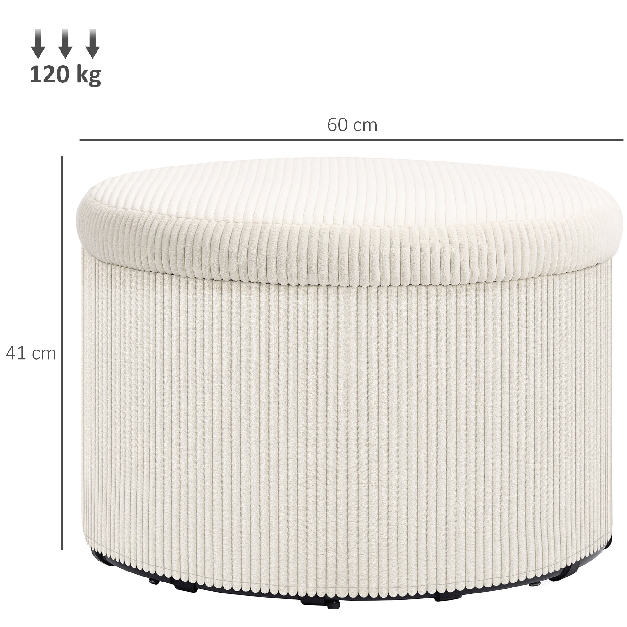 HOMCOM Fußhocker mit 97 L Stauraum, Cordstoff, Schaumstoff, Sitzhocker, Beige