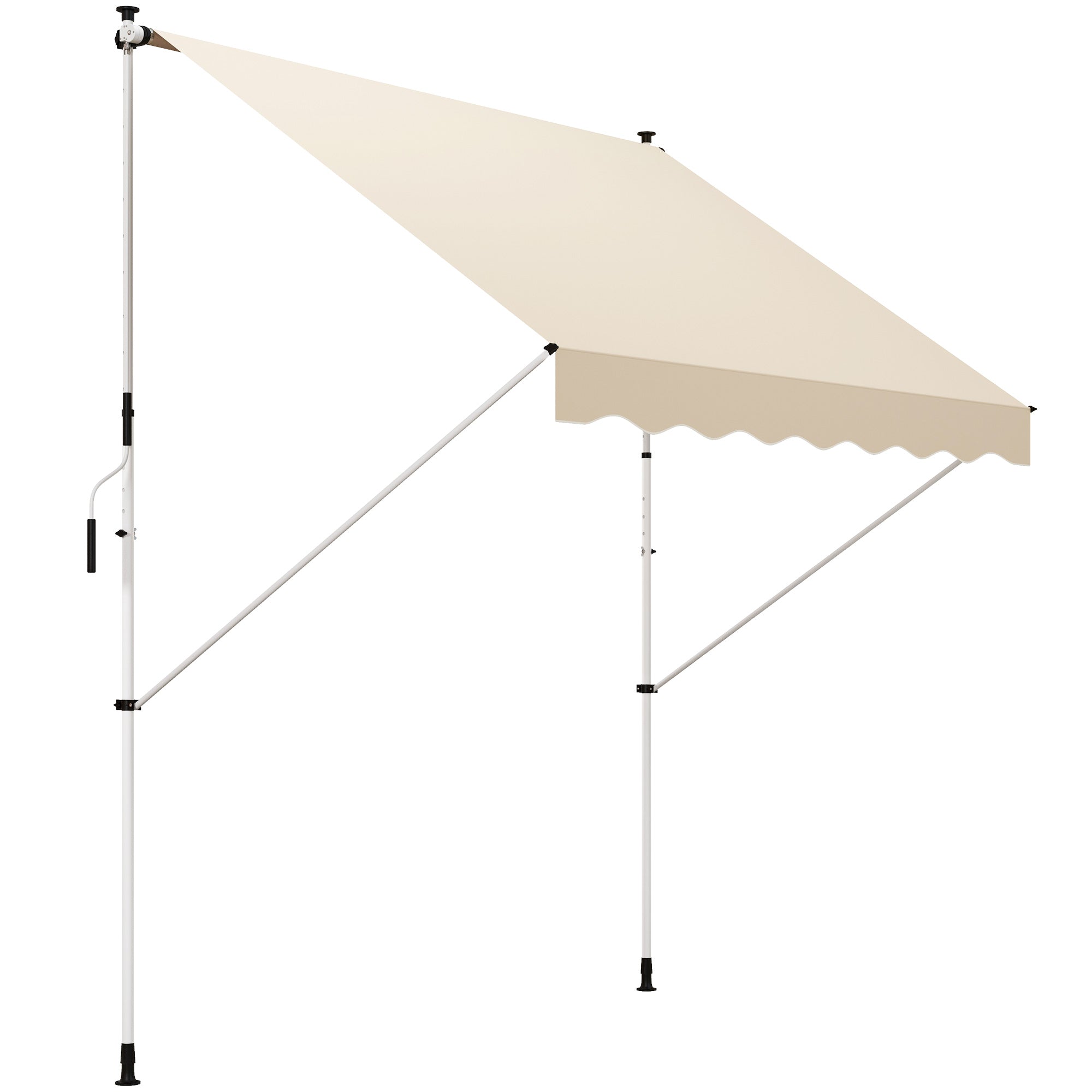 Outsunny Klemmmarkise mit Handkurbel höhenverstellbar Gelenkarmmarkise schmutzabweisend, witterungsbeständig Balkonmarkise 150cm breit Terrassenmarkise für Terrasse Balkon Veranda Beige