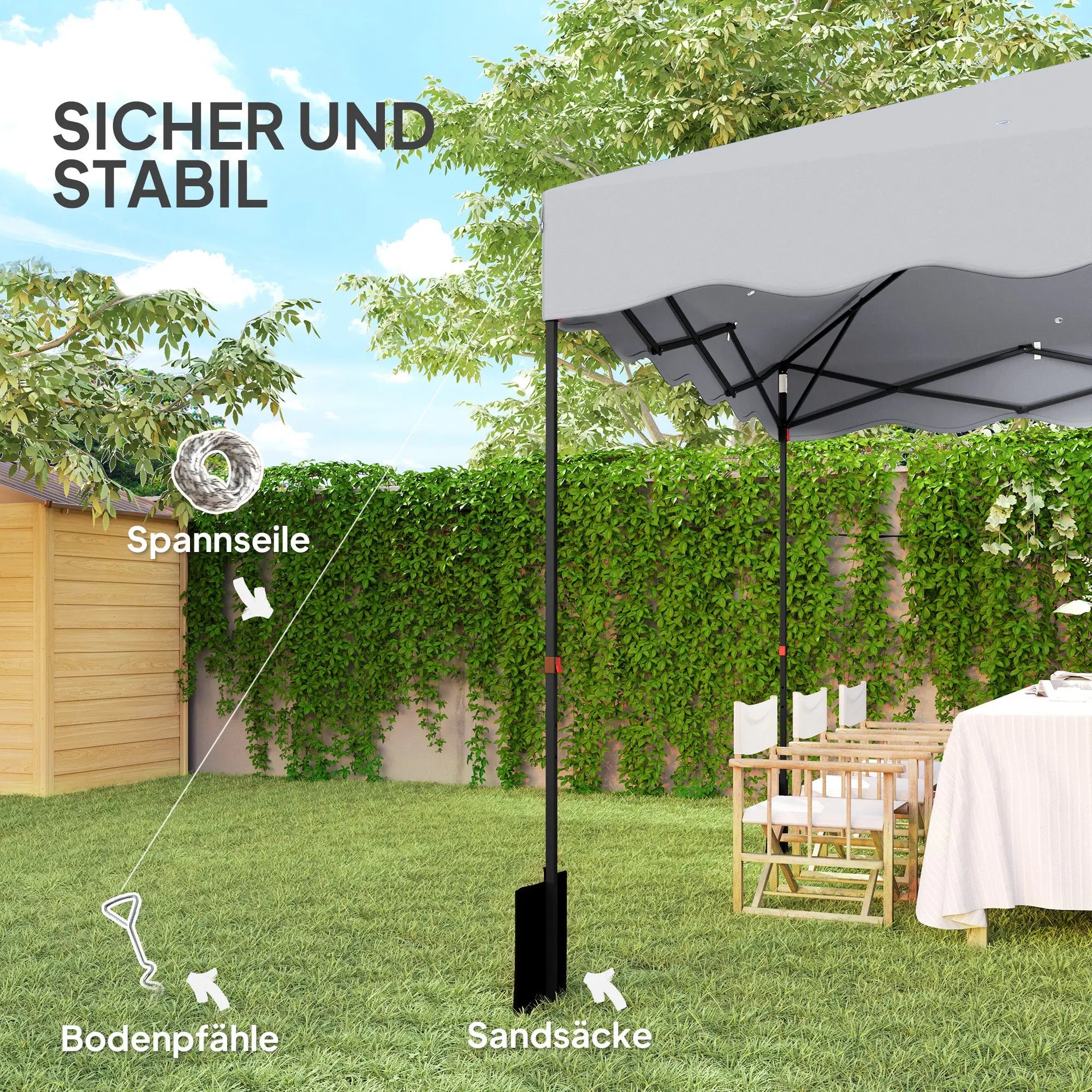 Outsunny Pavillon Faltpavillon UV50+ höhenverstellbar