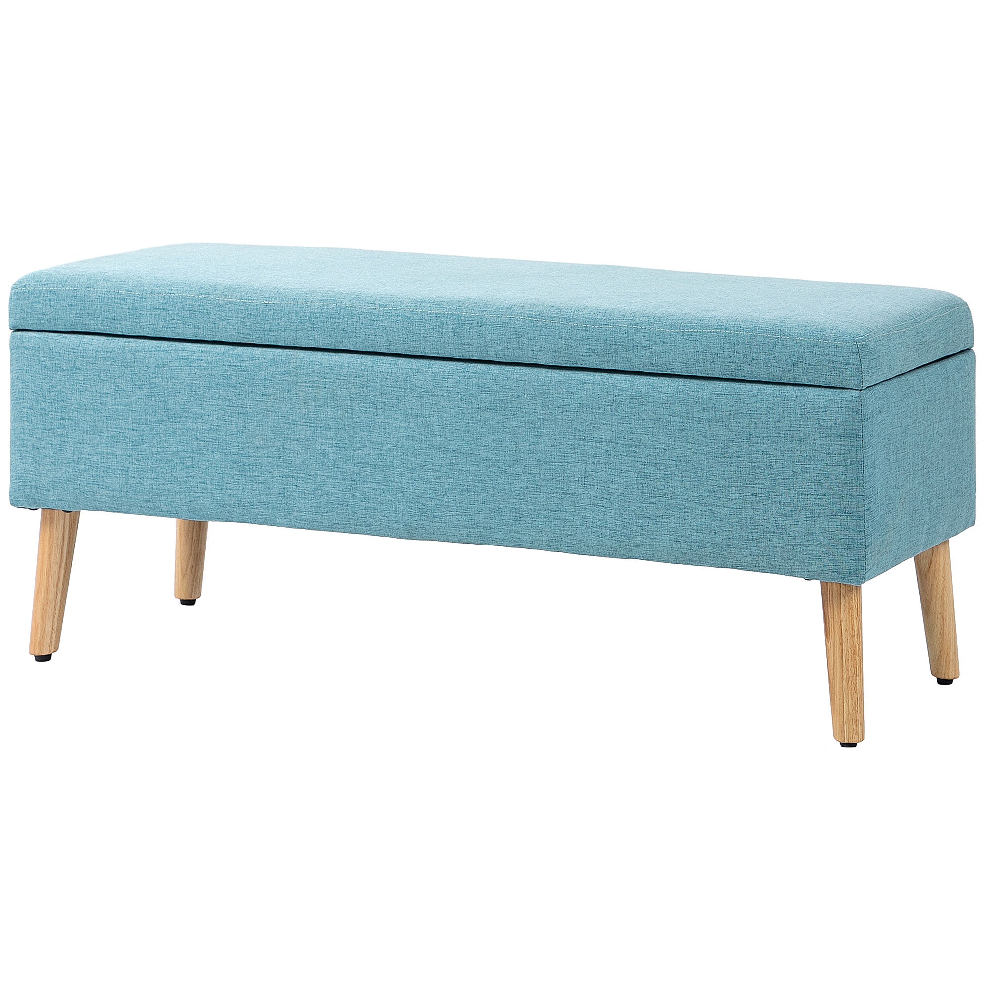 HOMCOM Sitzbank mit Stauraum, bis 220 kg, Leinenoptik, 110x39x45cm, Blau