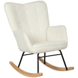 HOMCOM Schaukelstuhl, ergonomische Form, Echtholzkufen, bis 120 kg, Hellblau, 71cm x 98cm x 101cm, 71cm x 98cm x 101cm