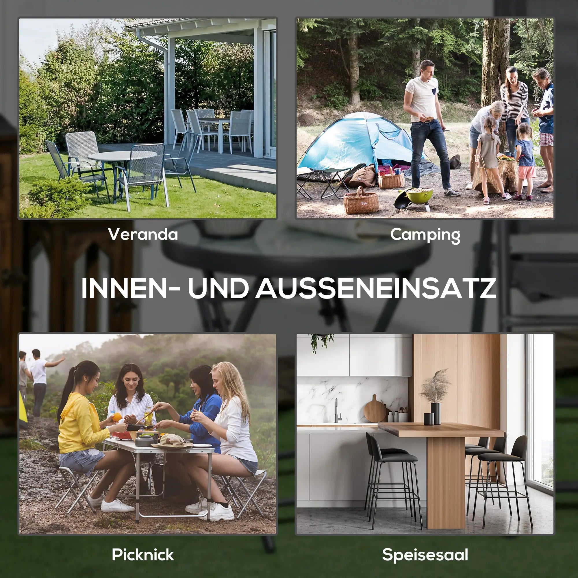 Outsunny Gartentisch klappbar Outdoor Beistelltisch weiß