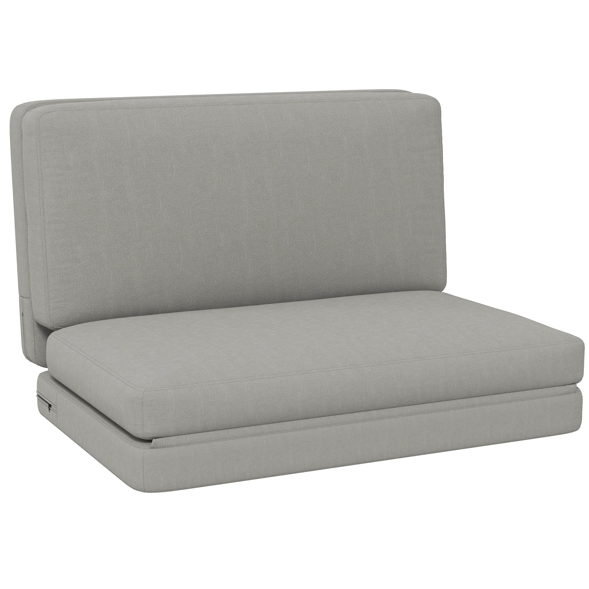 HOMCOM 2-in-1 faltbarer Relaxsessel, Gästematratze, teilbar, 120 cm breit, Hellgrau