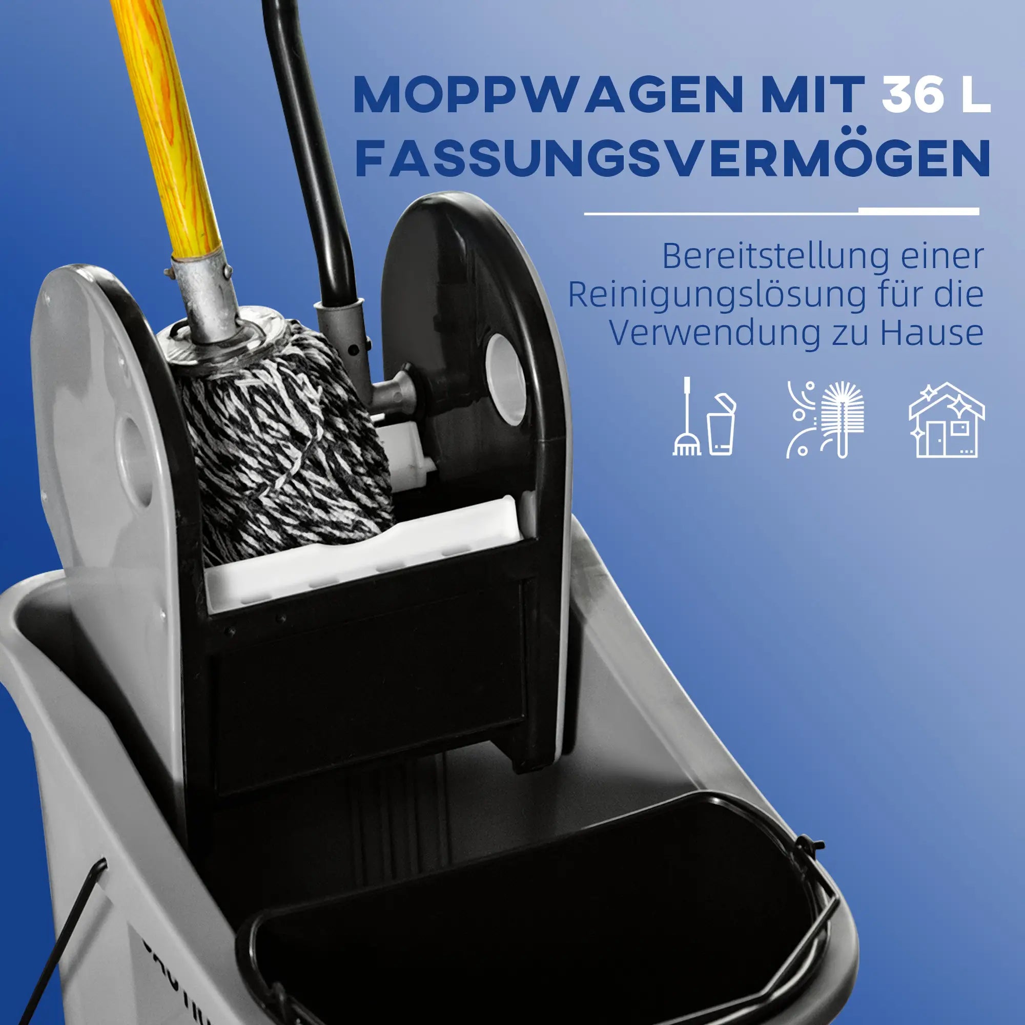 HOMCOM Reinigungswagen 36?L Grau
