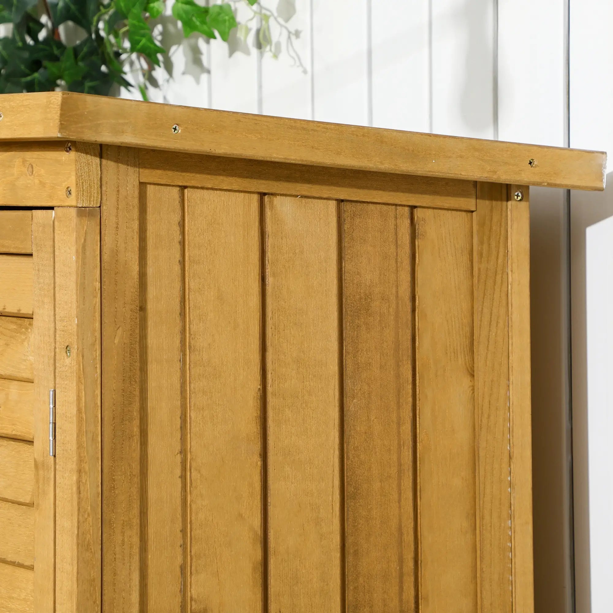 Outsunny Gartenschrank 3 Regale Lamellentüren Tannenholz