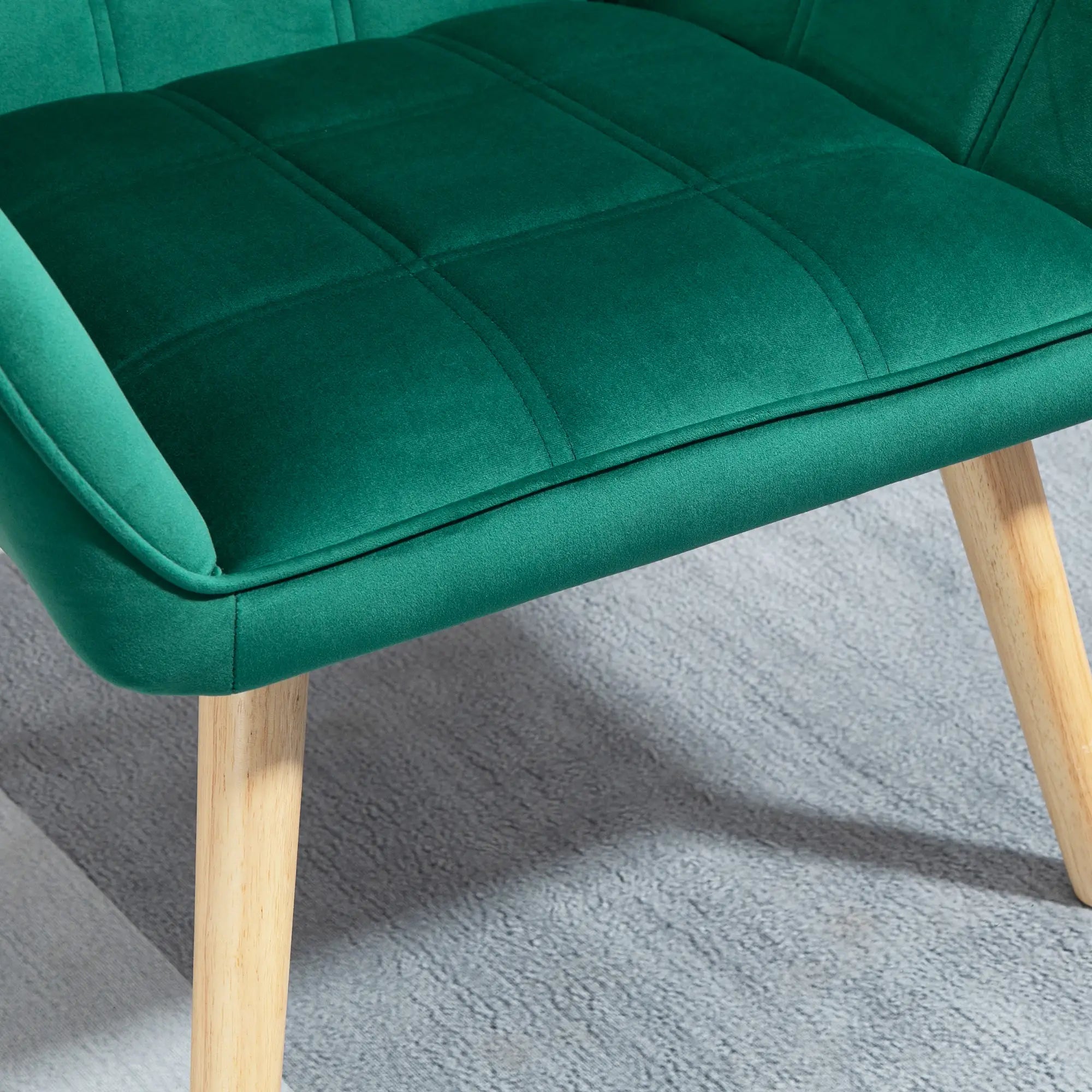 HOMCOM Polstersessel, Akzentsessel, Skandi Design, Samtoptik, bis 120 kg, Kautschukholzbeine, Grün