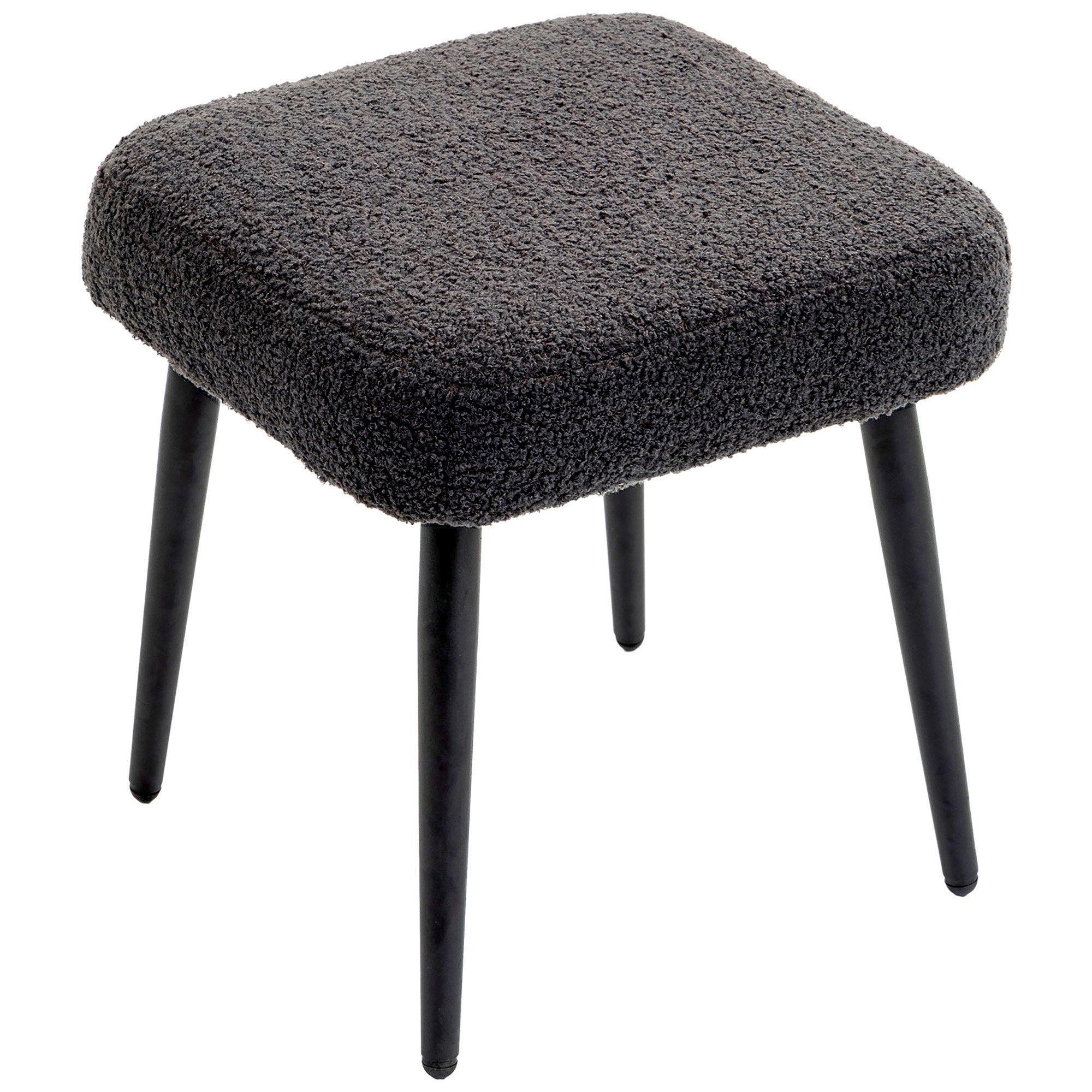 HOMCOM Hocker, Fußstütze, gepolsterter Sitz, Kaschmir-Optik, Stahlbeine, 42 x 42 x 47 cm, Dunkelgrau