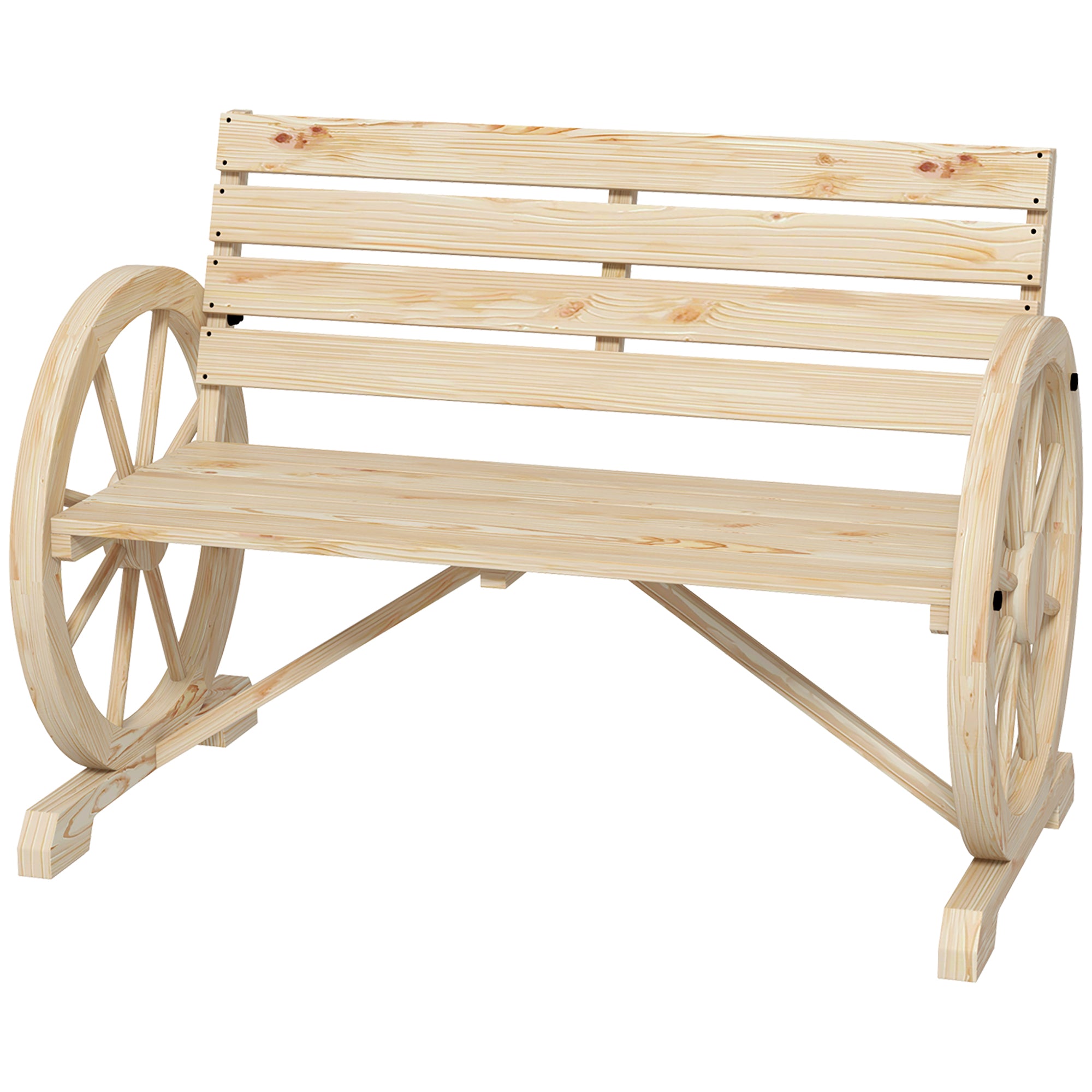 Outsunny 2-Sitzer Gartenbank aus Tannenholz im Landhausstil