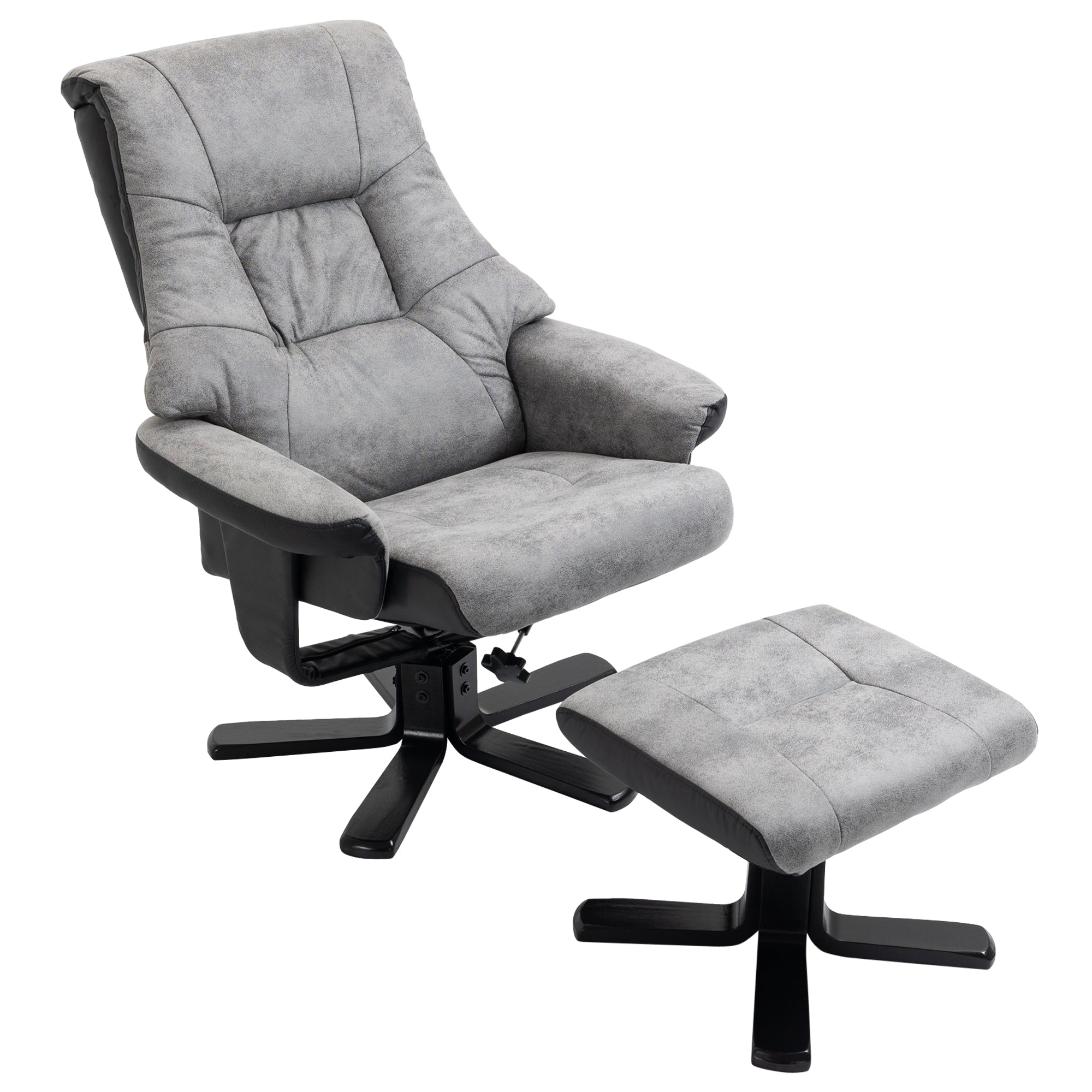 HOMCOM Relaxsessel mit Hocker, 360° drehbar, 135° neigbar, atmungsaktiver Bezug, 78 x 82,5 x 109 cm, grau
