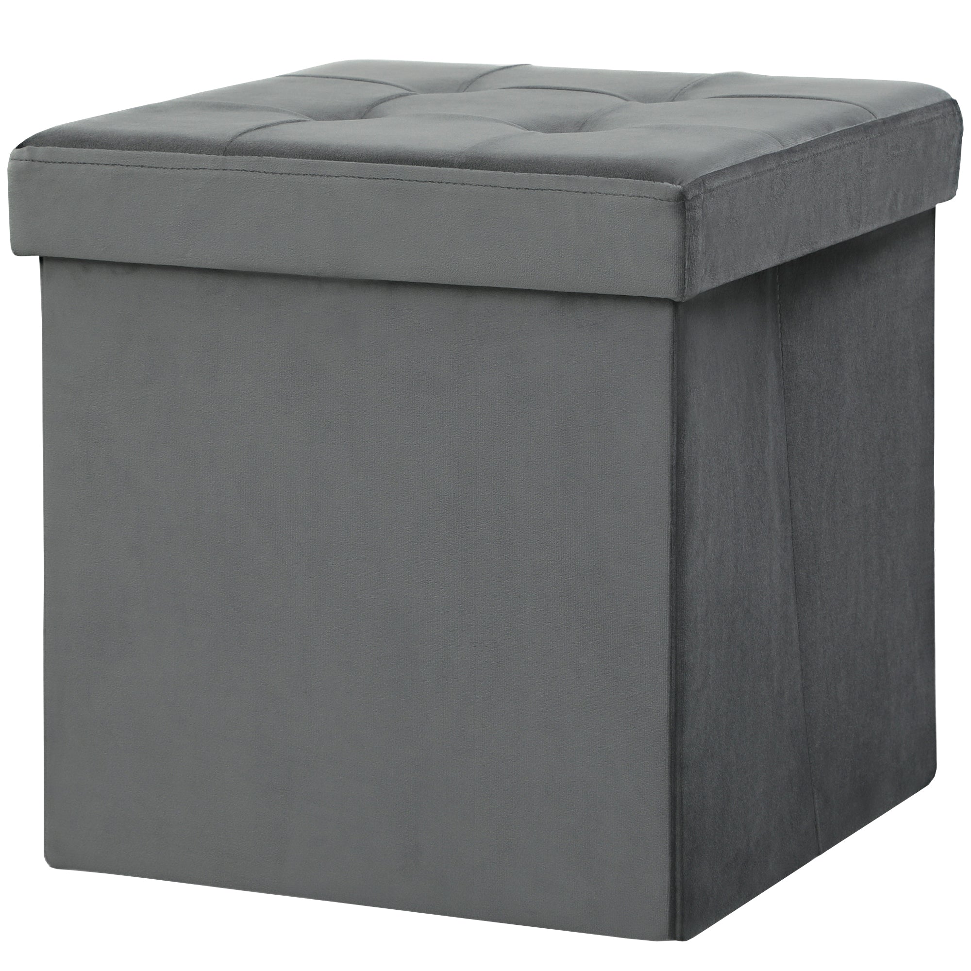 HOMCOM Klappbarer Sitzhocker mit Stauraum, Aufbewahrungsbox, Schaumstoff, MDF, Grau