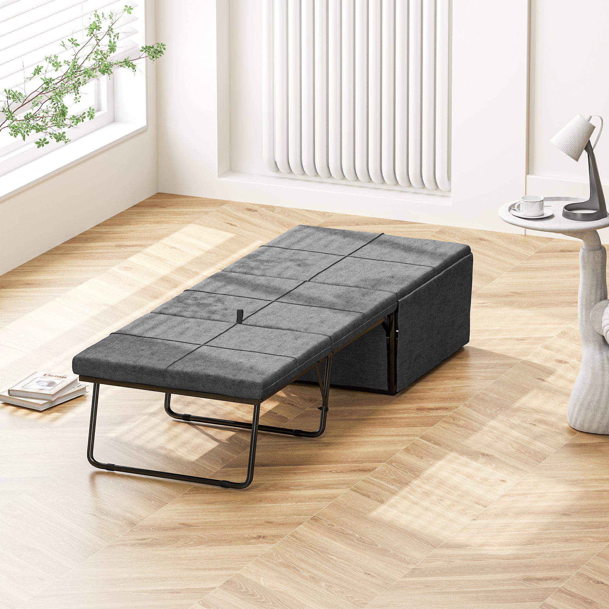 HOMCOM Klappbett, mit Matratze und Schutzabdeckung, 190 x 69 x 38,5 cm, Grau