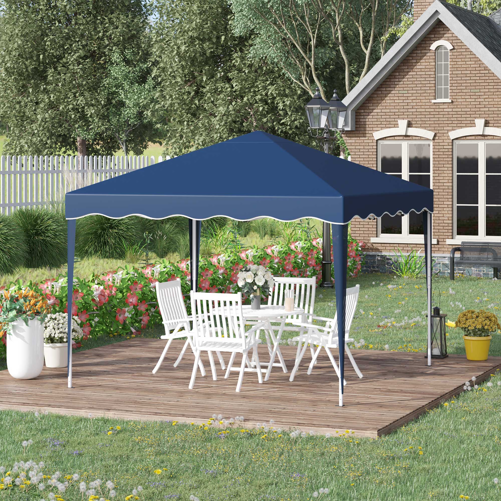Outsunny Faltpavillon Pavillon 3 x 3 m Gartenpavillon faltbar Partyzelt höhenverstellbar Gartenzelt mit Transporttasche UV-Schutz Stahl Oxford Blau