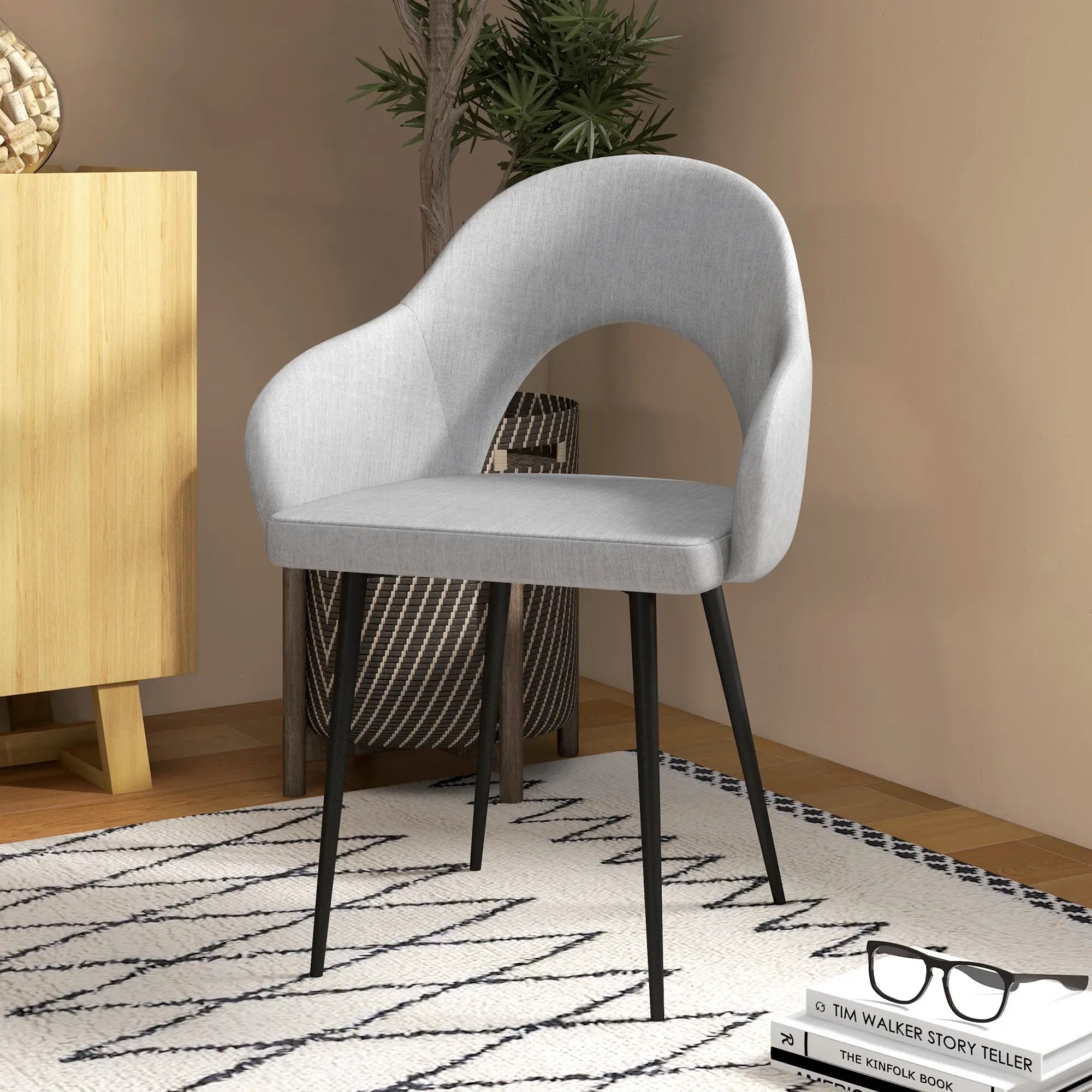 HOMCOM Polsterstuhl Relaxsessel ergonomische Lehne Leinen Grau