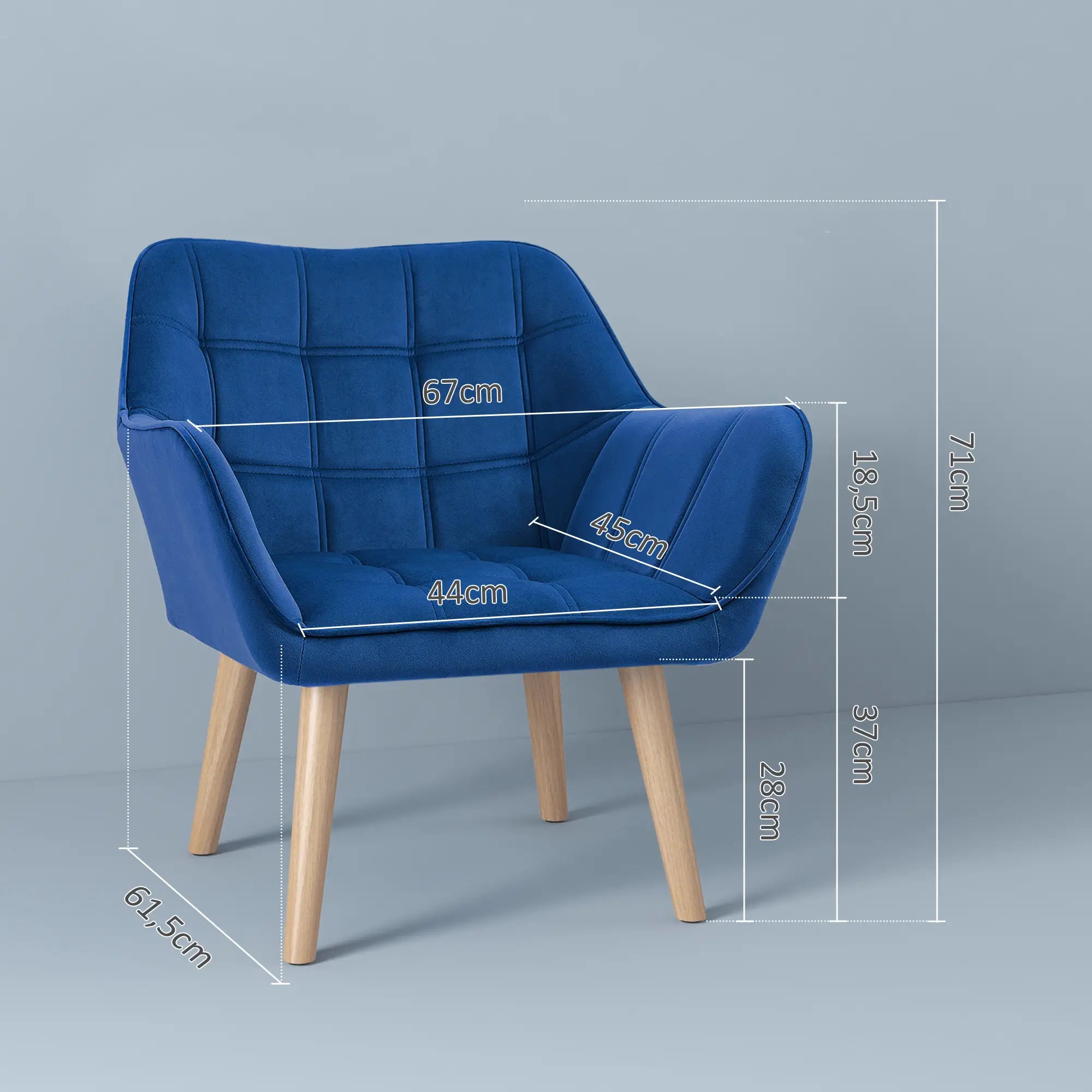 HOMCOM Polsterstuhl Skandi-Design kräftige Farben Blau