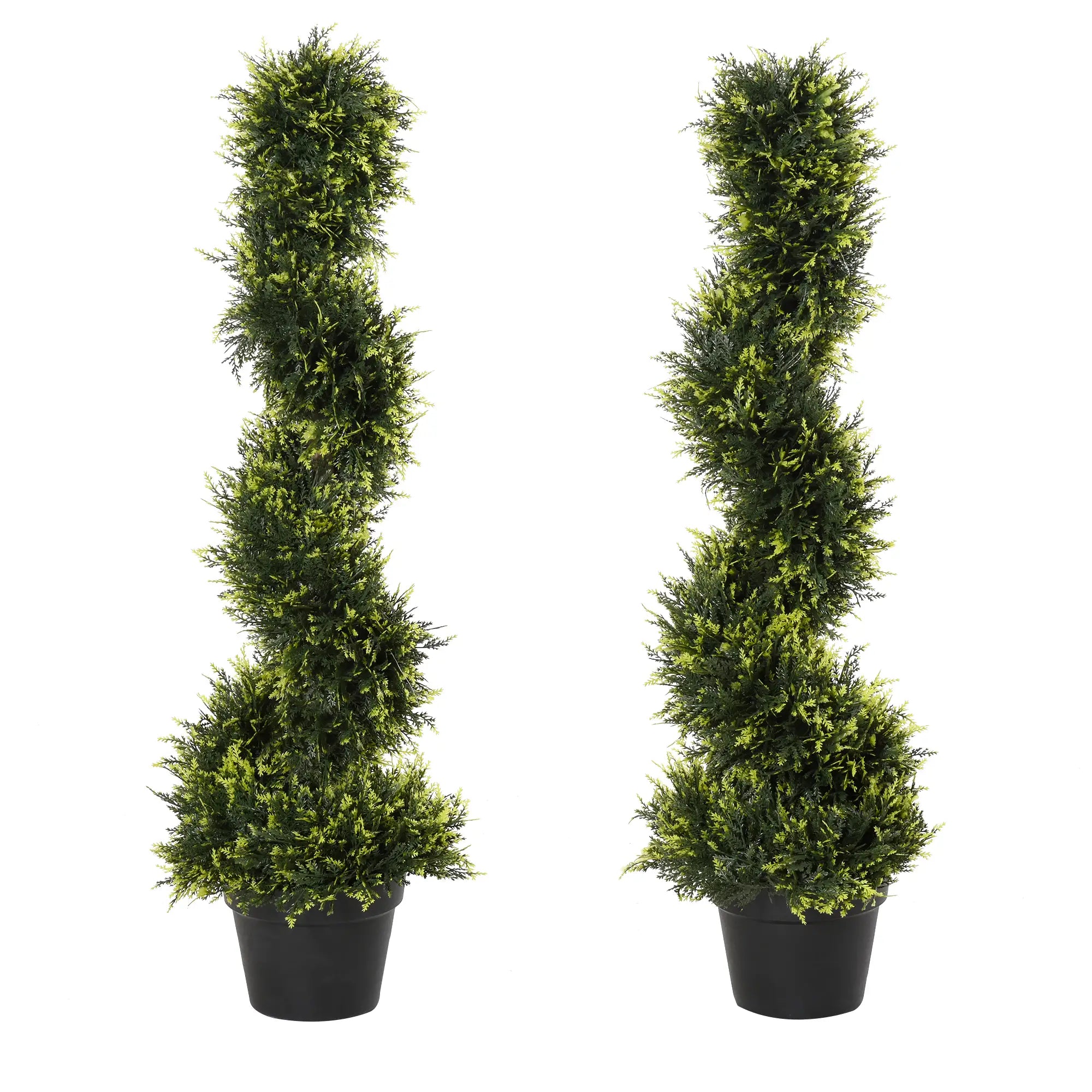 Outsunny Künstliche Spiralpflanze, Spiral-Zedernbaum mit Topf, 90 cm, künstliche Zeder für Außen- und Innendekoration, Grün