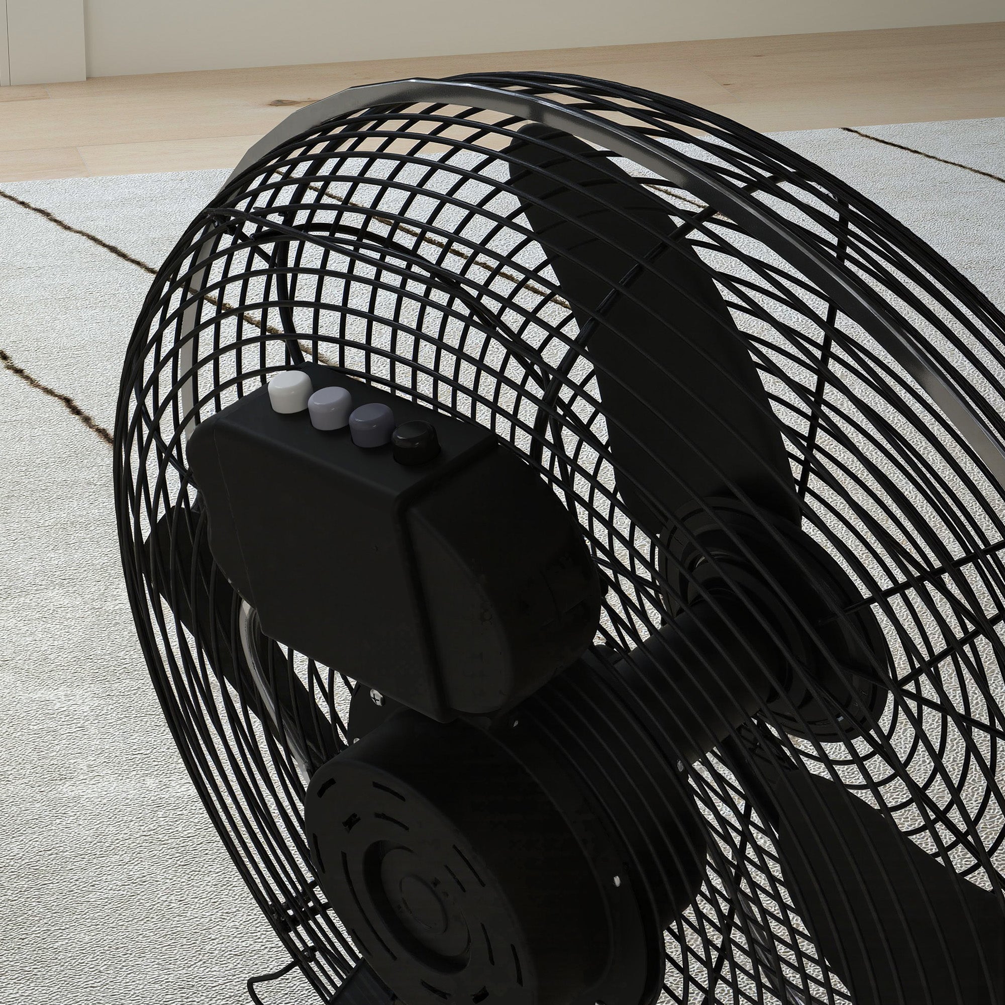HOMCOM Tischventilator Elektrischer Ventilator mit 4 Geschwindigkeitsstufen, um 120° verstellbarer Winkel Schwarz